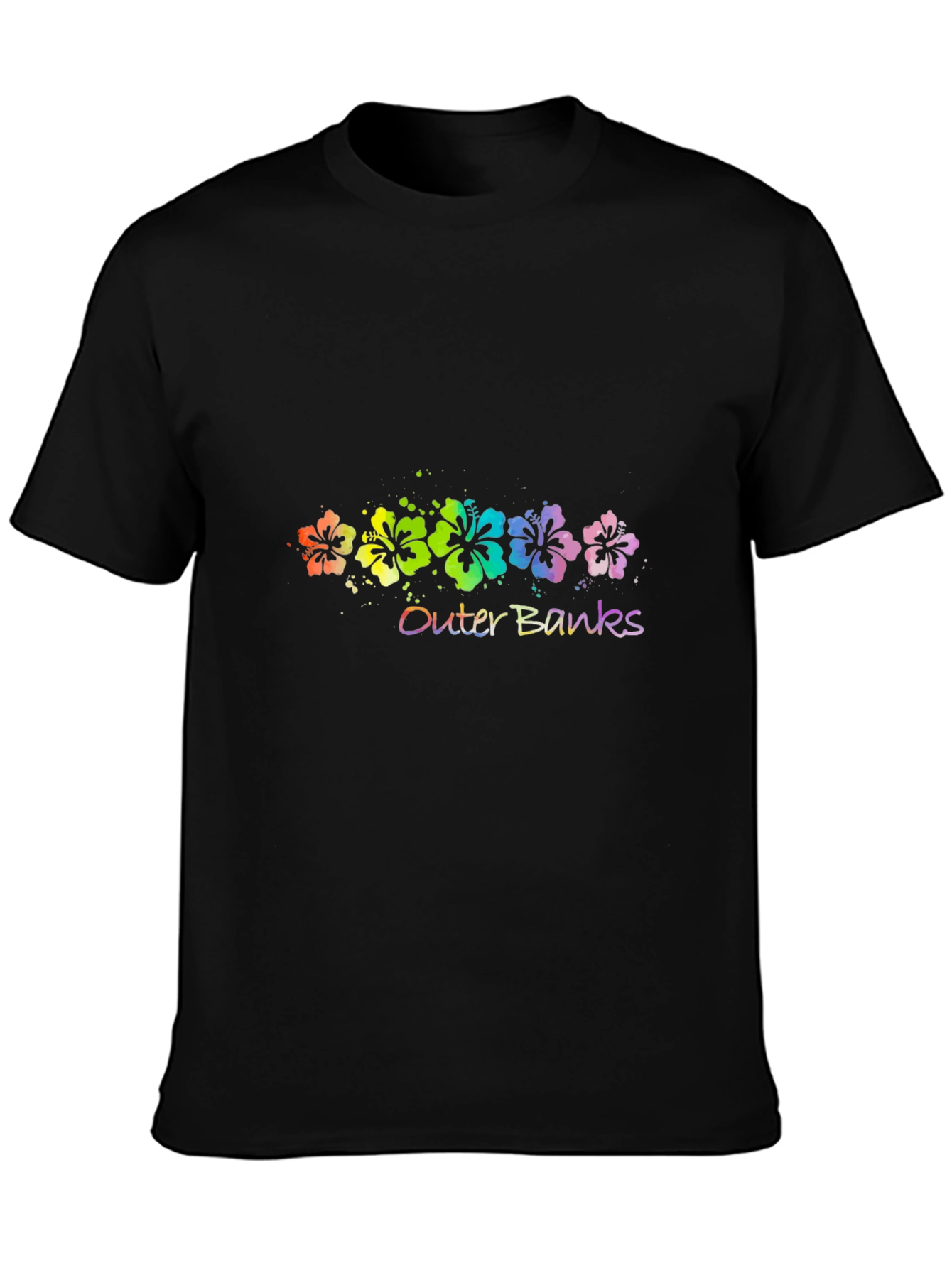 Outer Banks Floral T-Shirt - Vibrant Rainbow Design