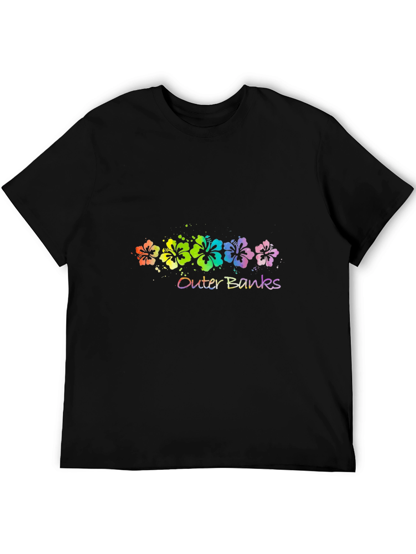 Outer Banks Floral T-Shirt - Vibrant Rainbow Design