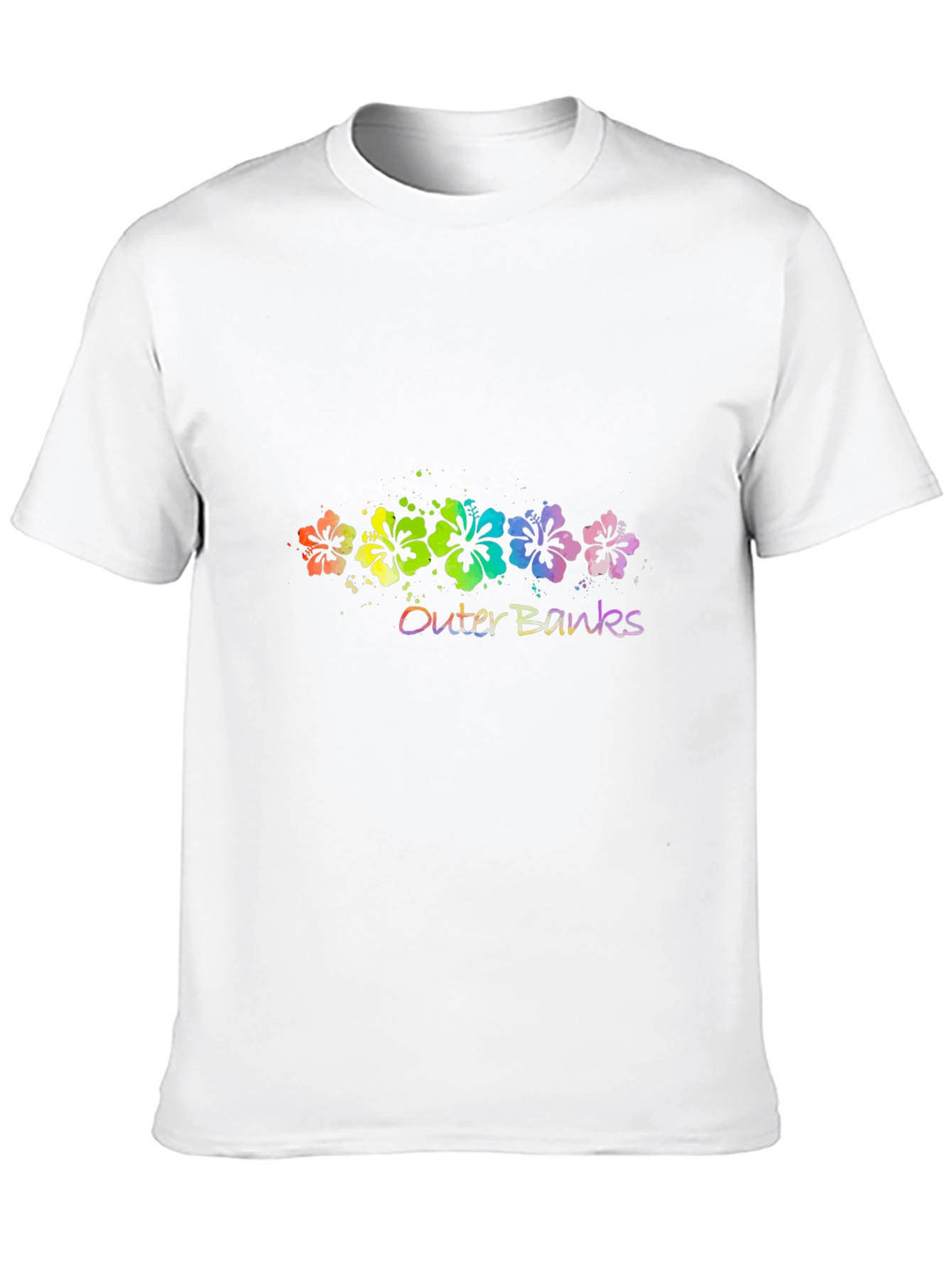 Outer Banks Floral T-Shirt - Vibrant Rainbow Design