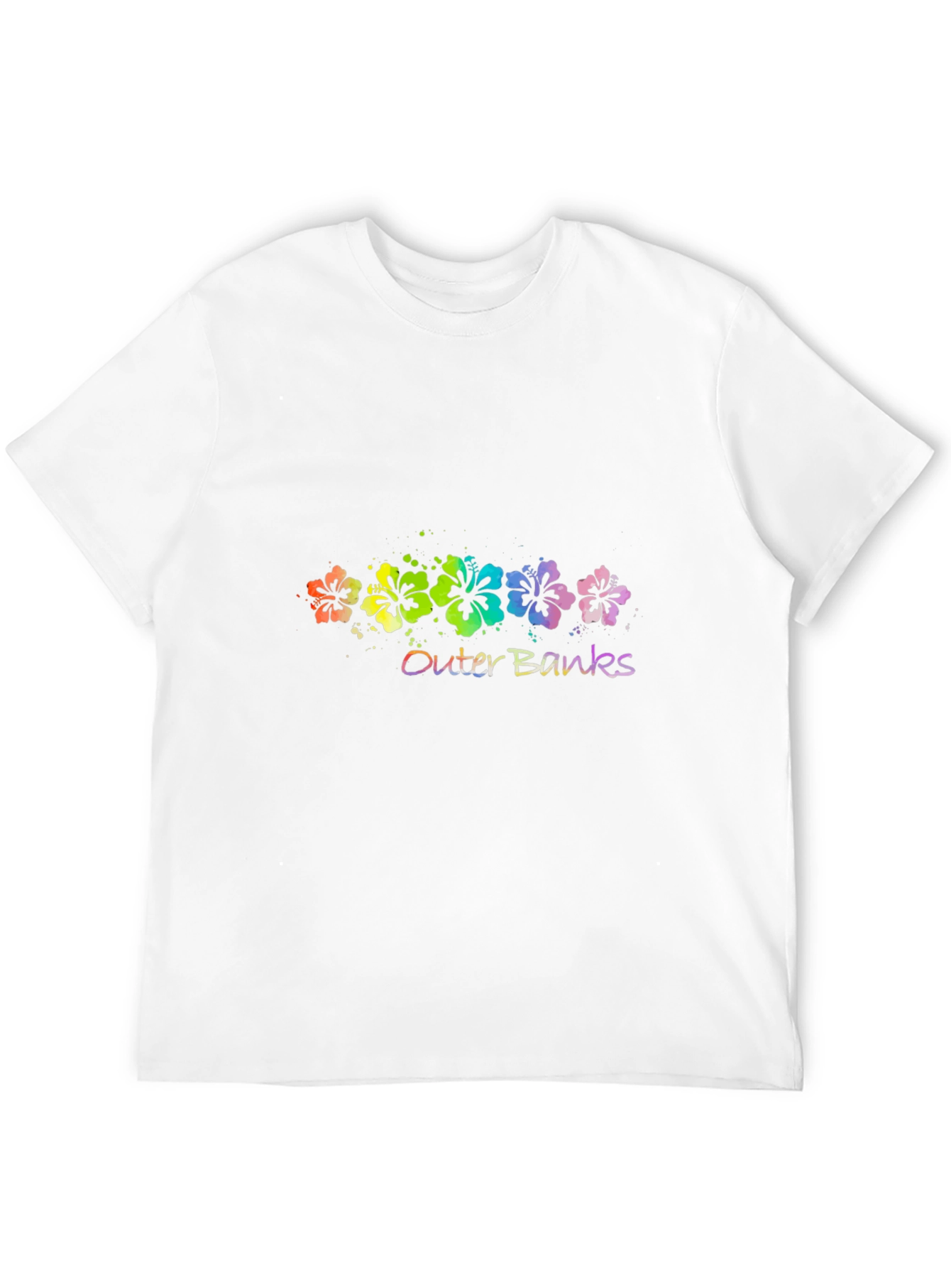 Outer Banks Floral T-Shirt - Vibrant Rainbow Design
