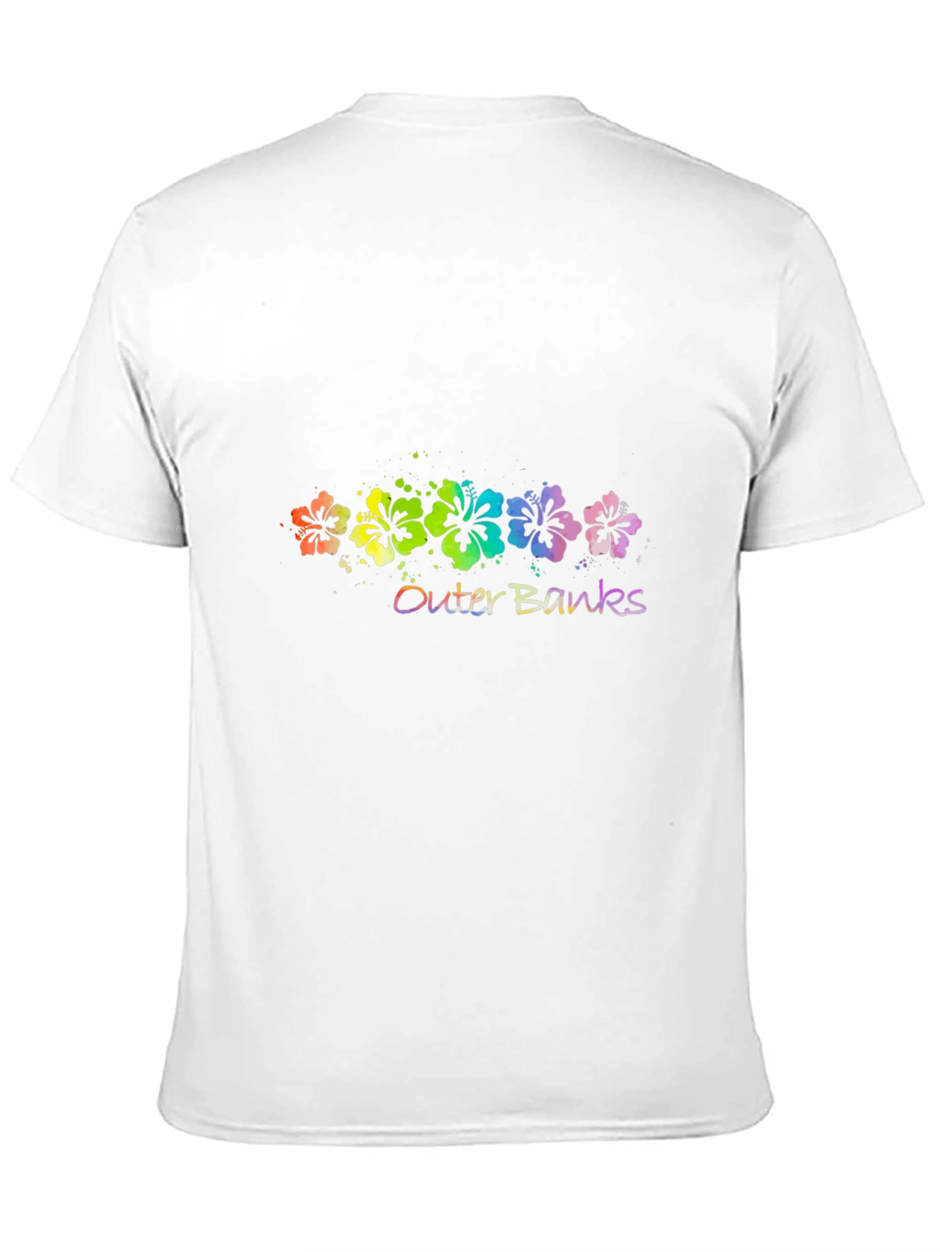 Outer Banks Floral T-Shirt - Vibrant Rainbow Design