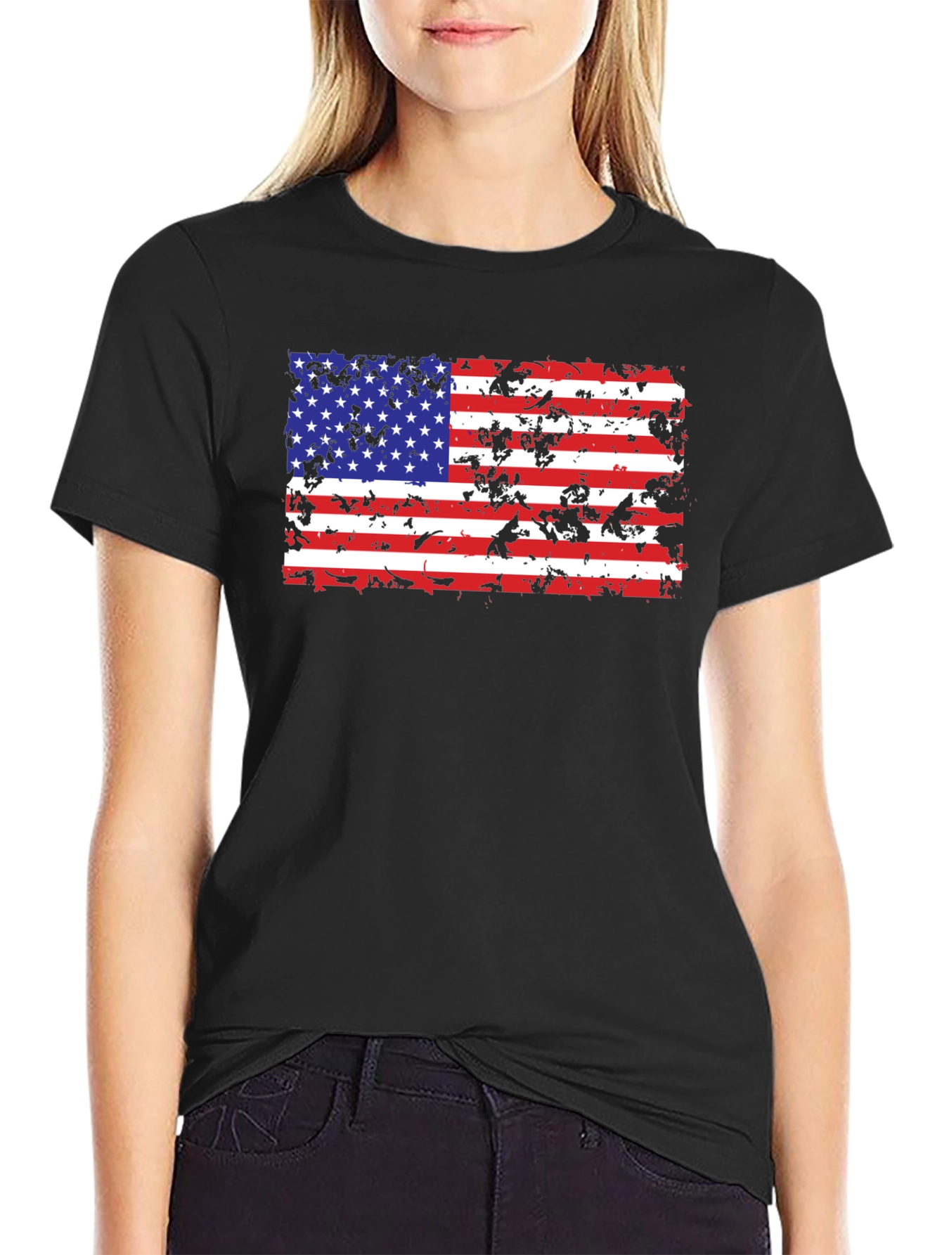 American Flag Distressed Graphic T-Shirt