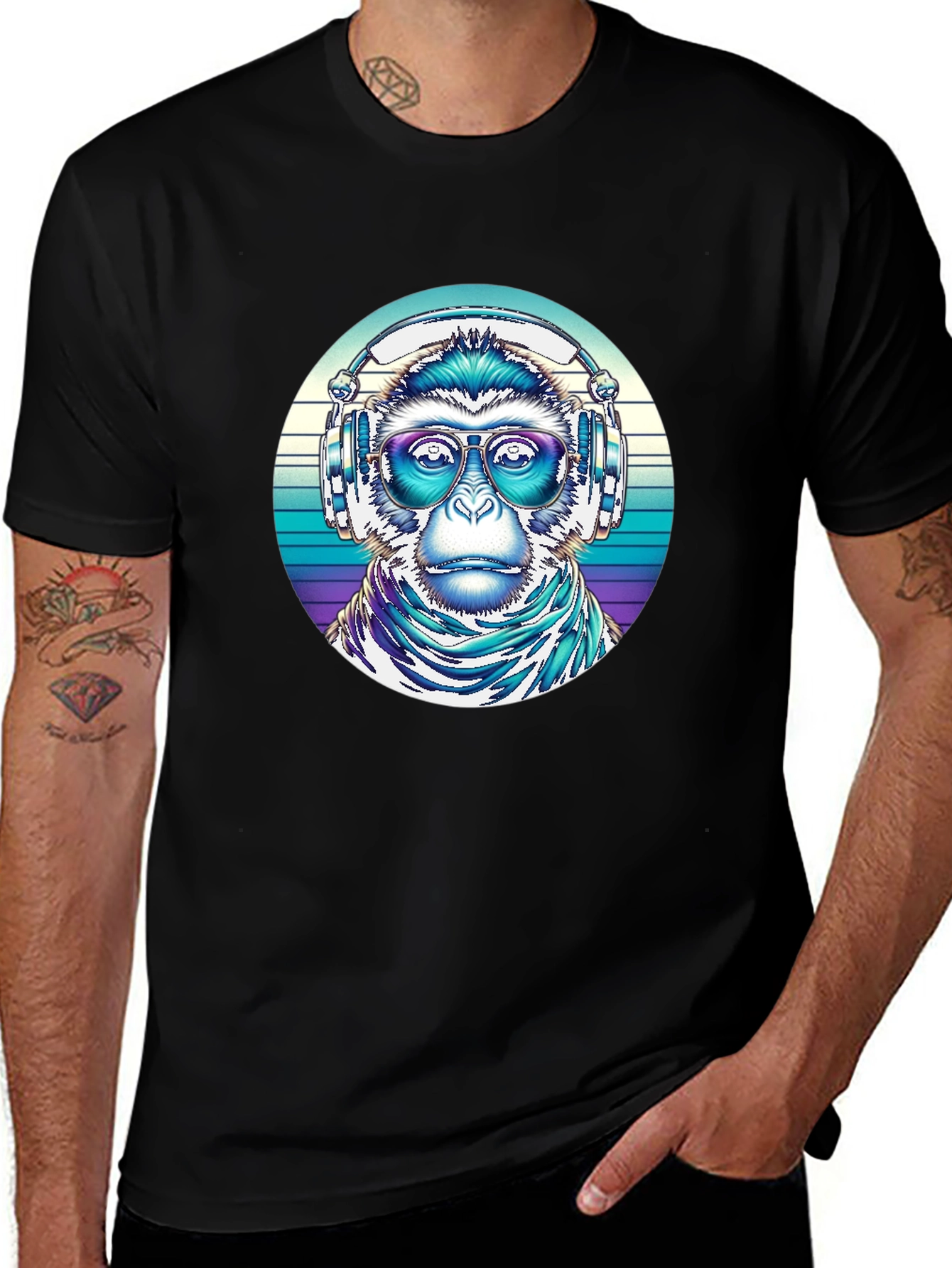 Monkey DJ Graphic Tee - Cool Retro Vibe!