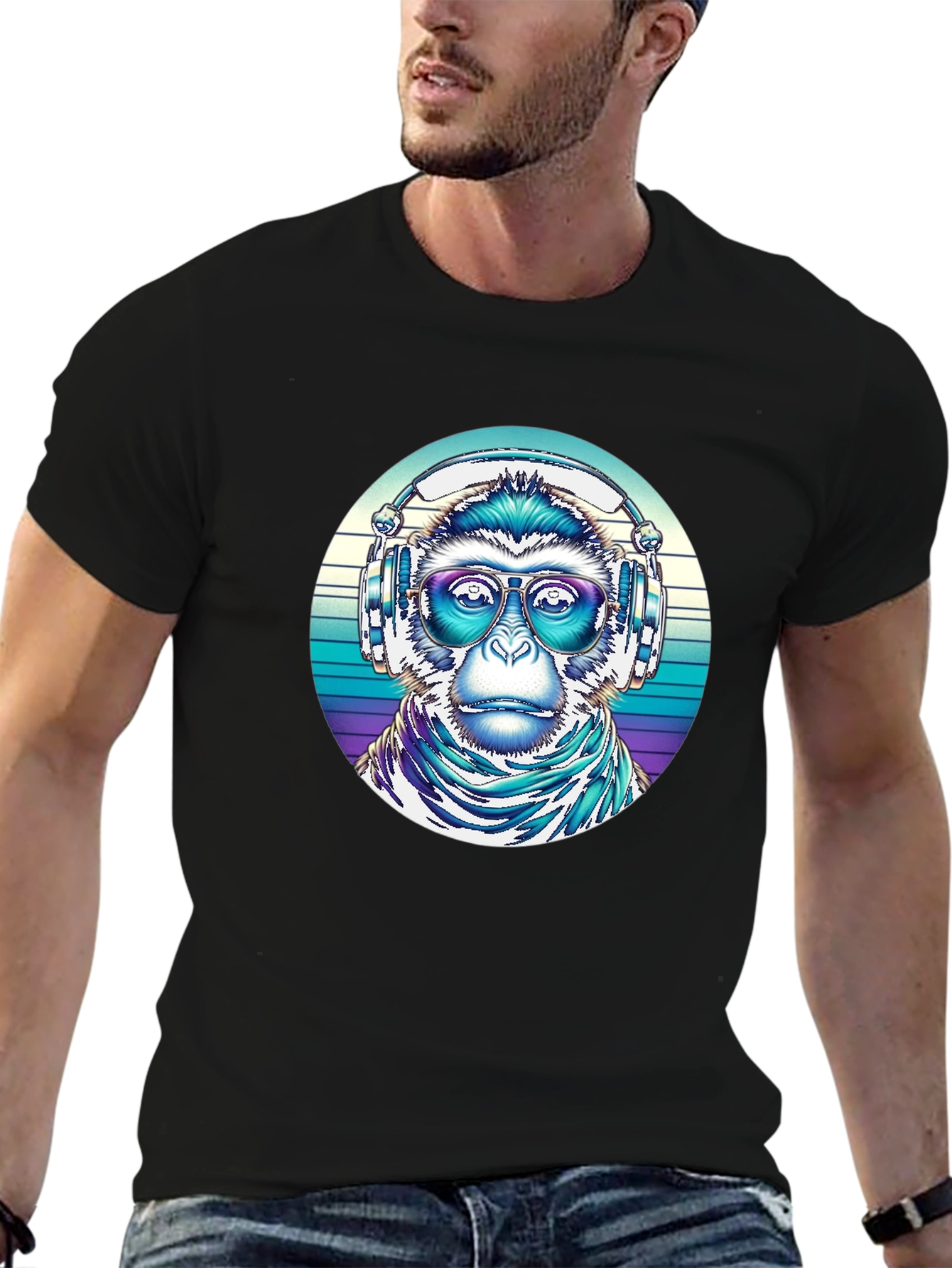Monkey DJ Graphic Tee - Cool Retro Vibe!
