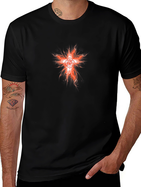 Fiery Heart Chakra Graphic Tee - Black Cotton