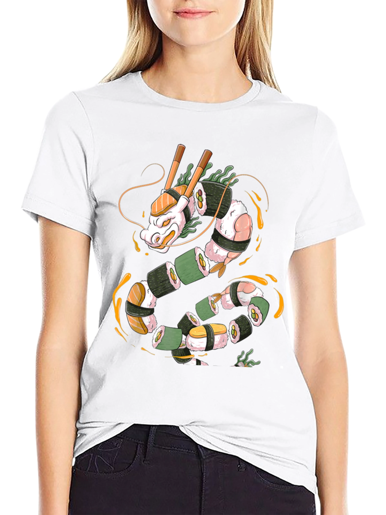 Sushi Dragon Graphic Tee - Unique Foodie Shirt