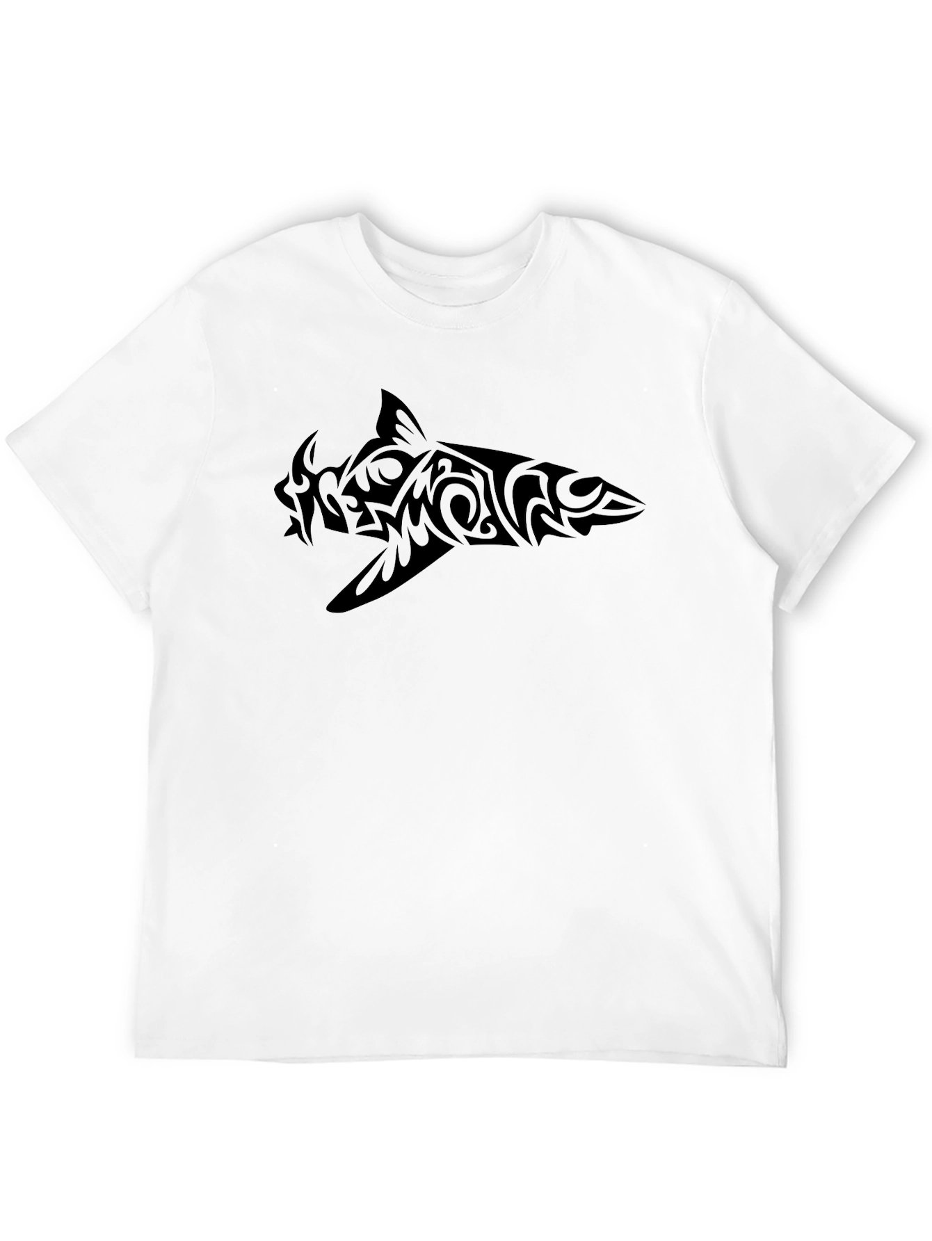 Tribal Shark Graphic Tee - Black Cotton Comfort