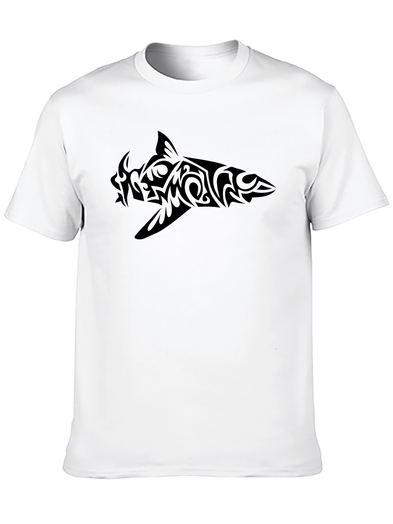Tribal Shark Graphic Tee - Black Cotton Comfort