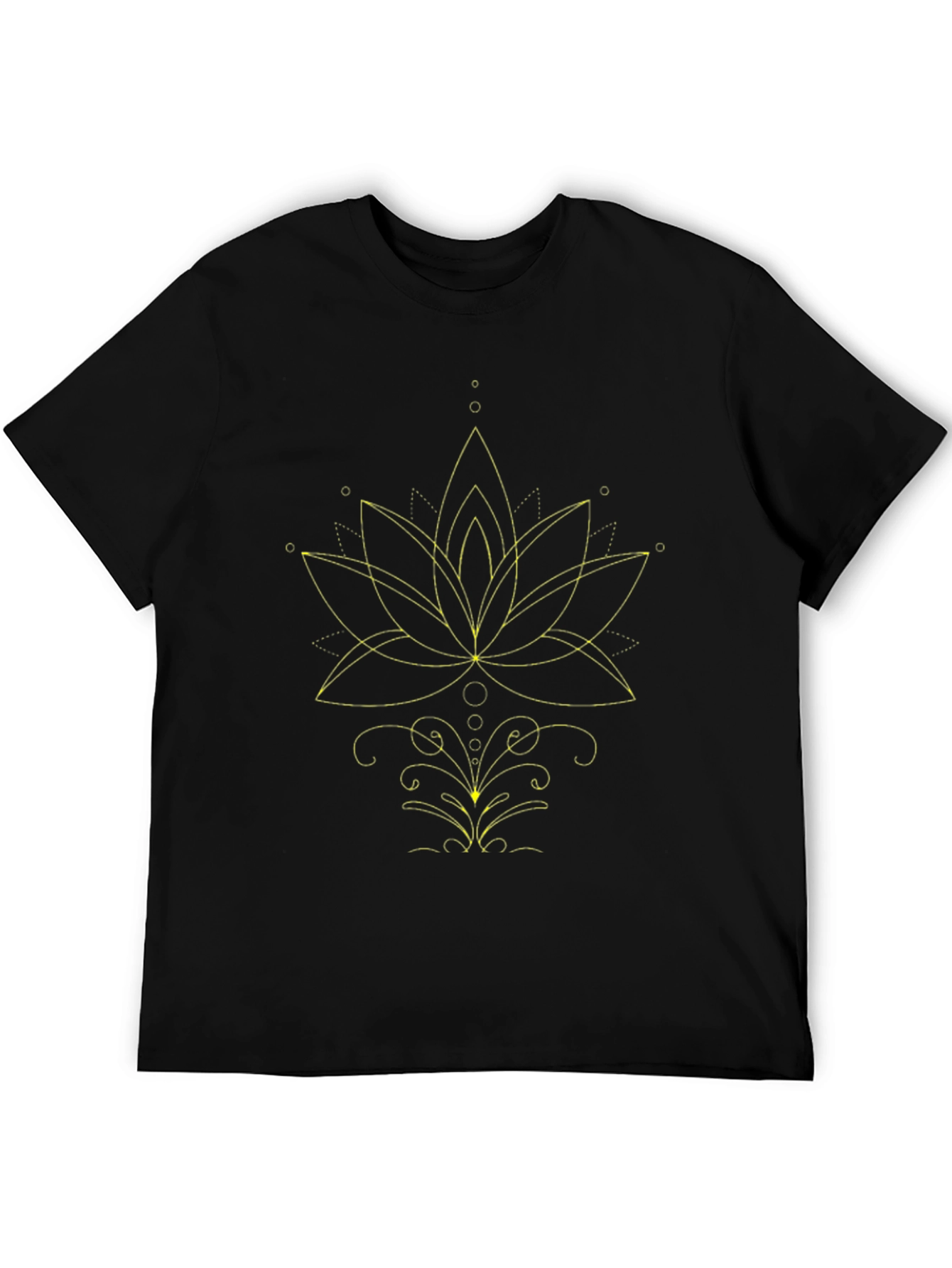 Geometric Lotus Graphic Tee - Black
