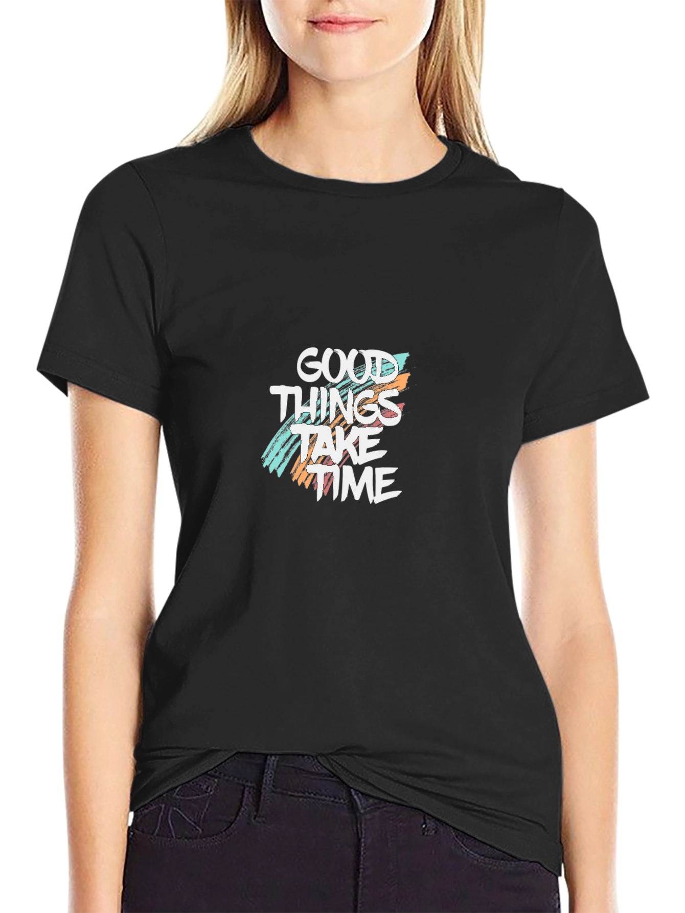 Good Things Take Time Graphic Black Tee