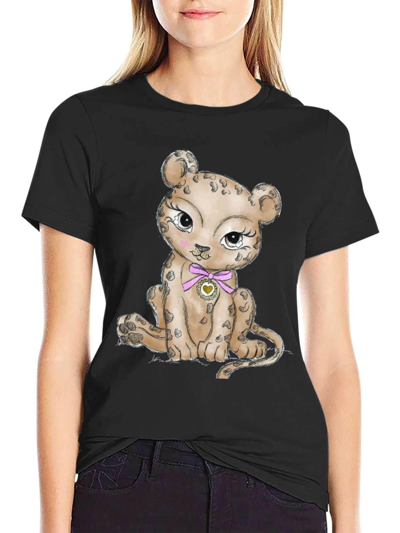 Leopard Cub Graphic Print T-Shirt