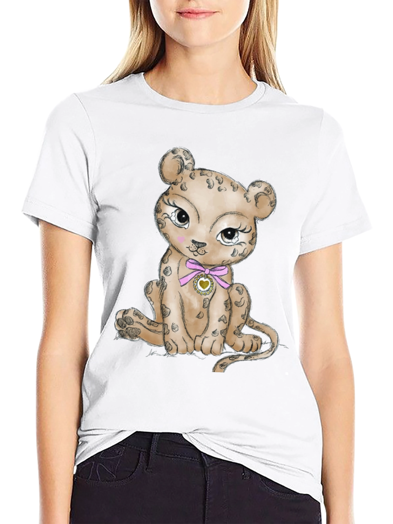 Leopard Cub Graphic Print T-Shirt