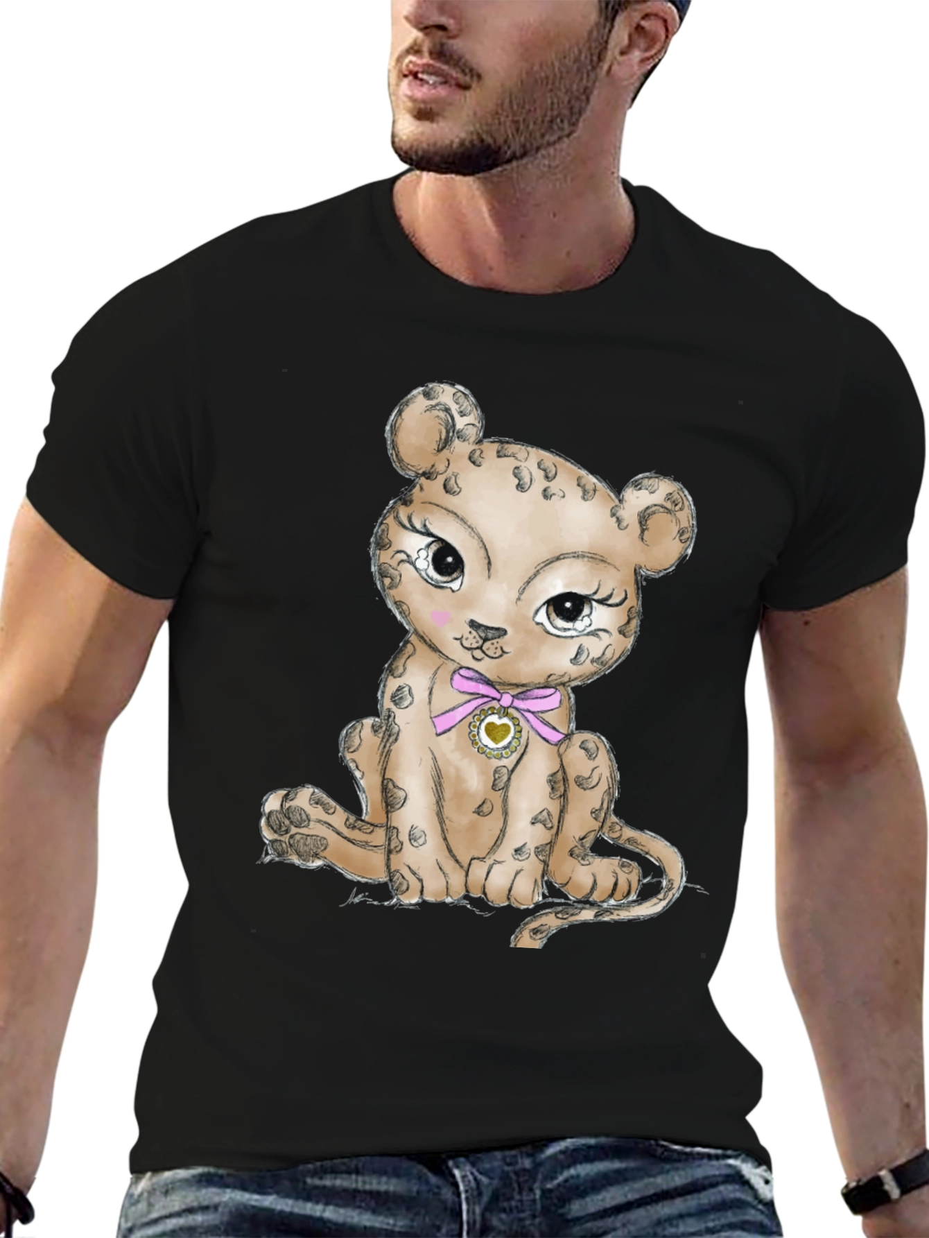 Leopard Cub Graphic Print T-Shirt