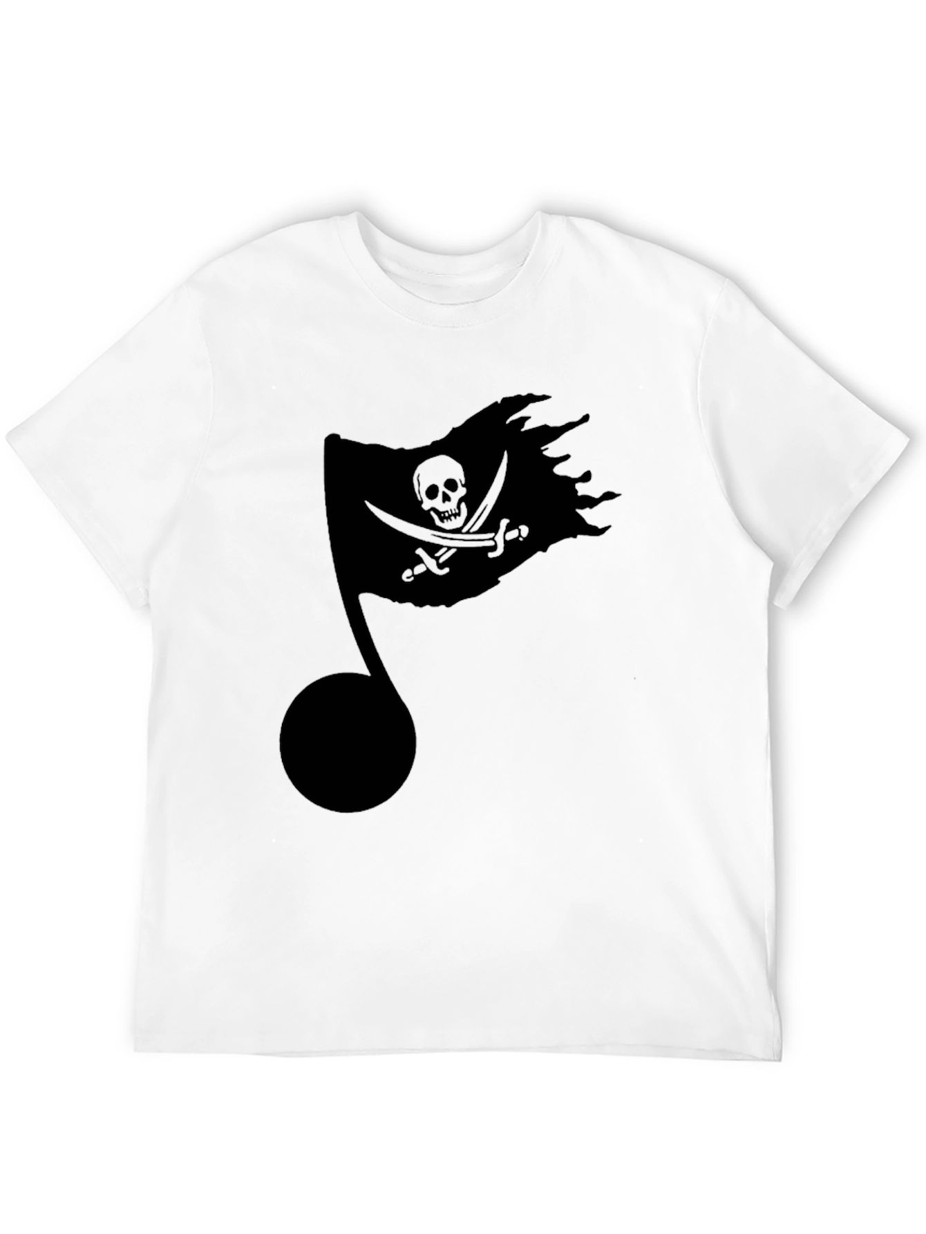 Pirate Flag Music Note Black T-Shirt