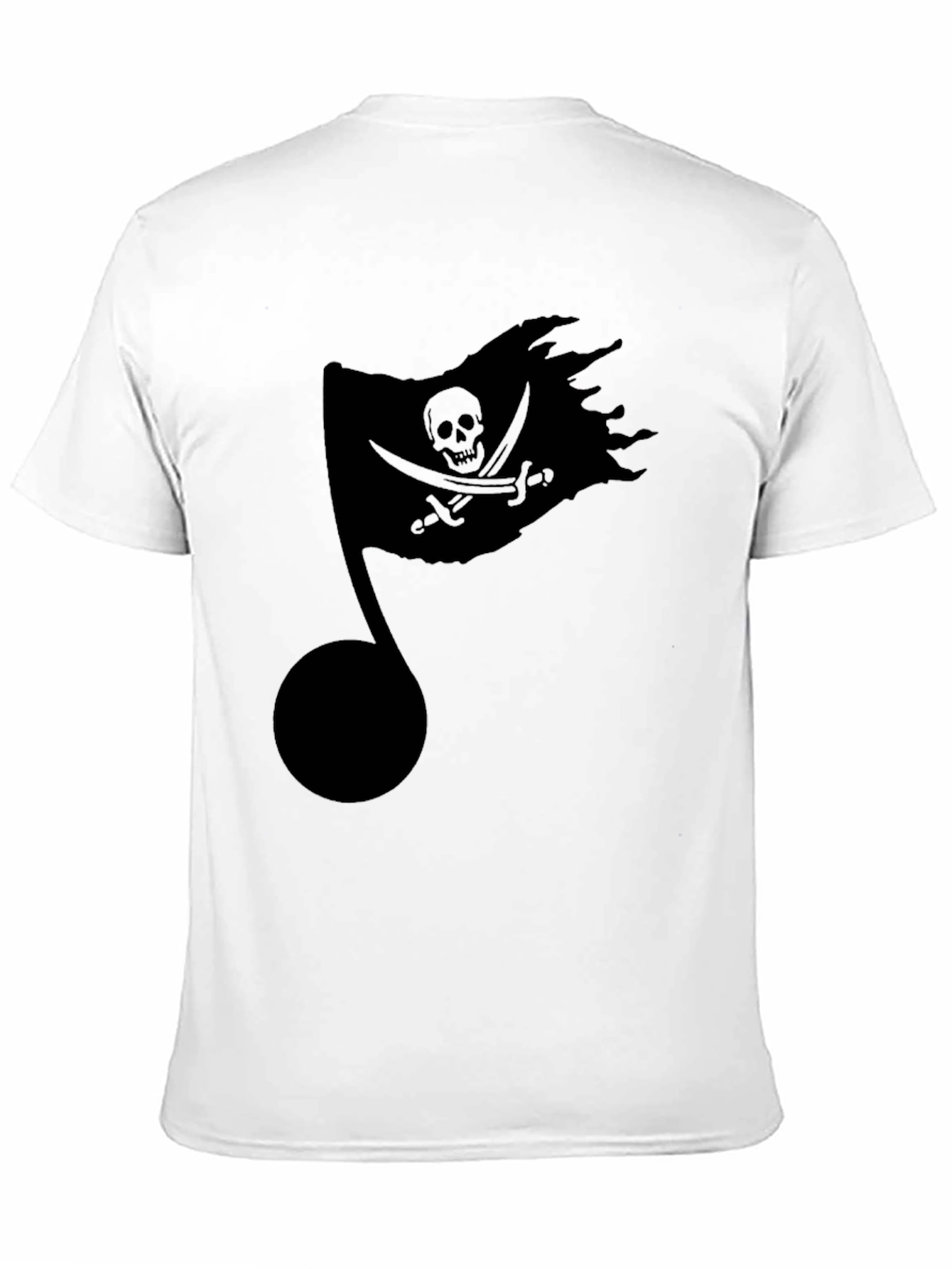 Pirate Flag Music Note Black T-Shirt