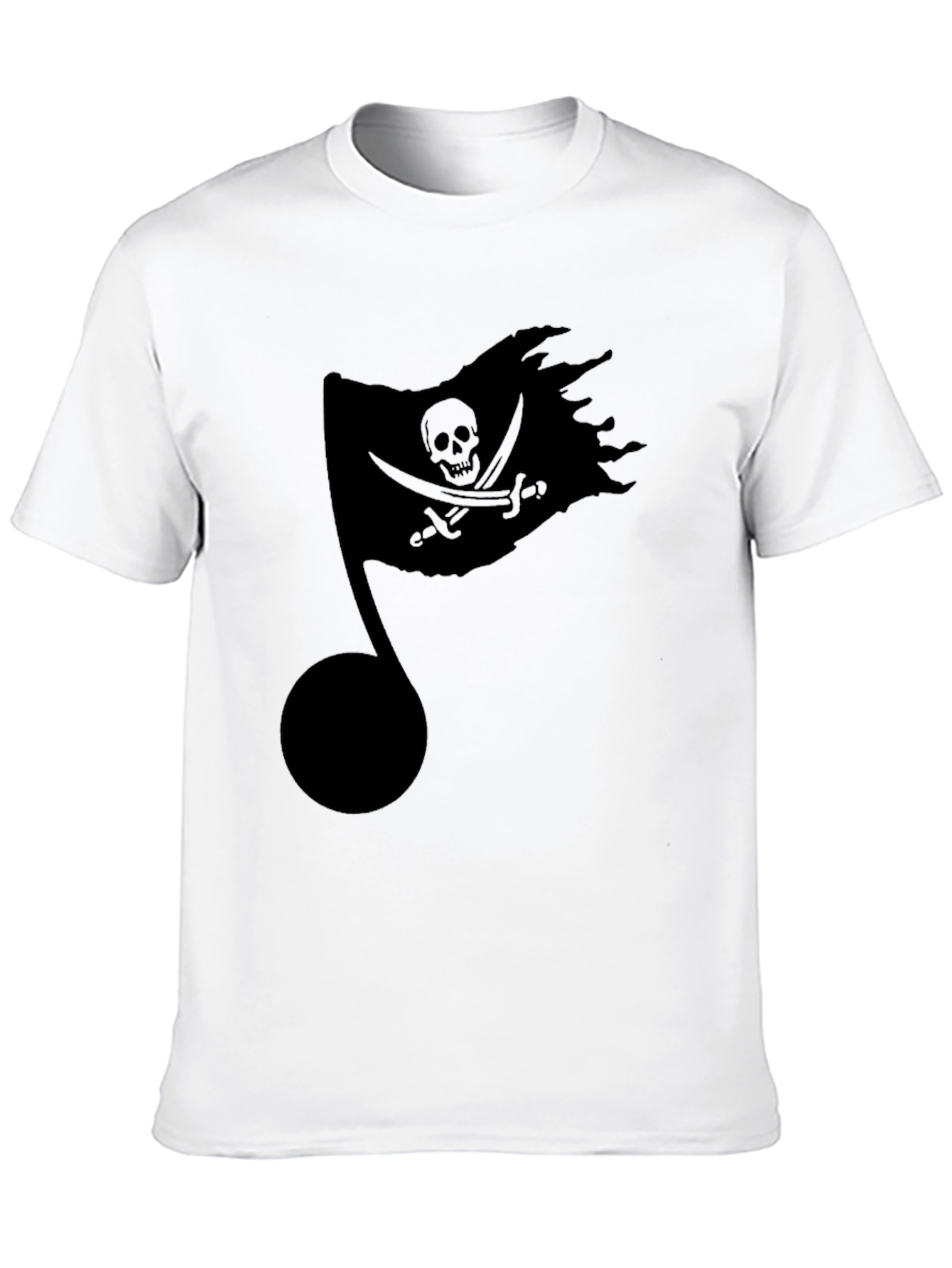 Pirate Flag Music Note Black T-Shirt