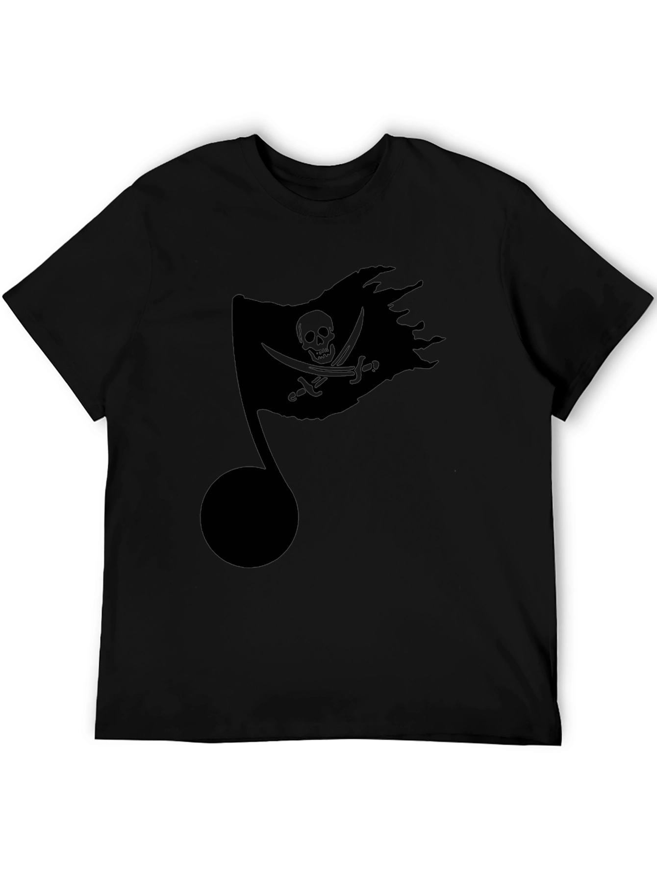 Pirate Flag Music Note Black T-Shirt