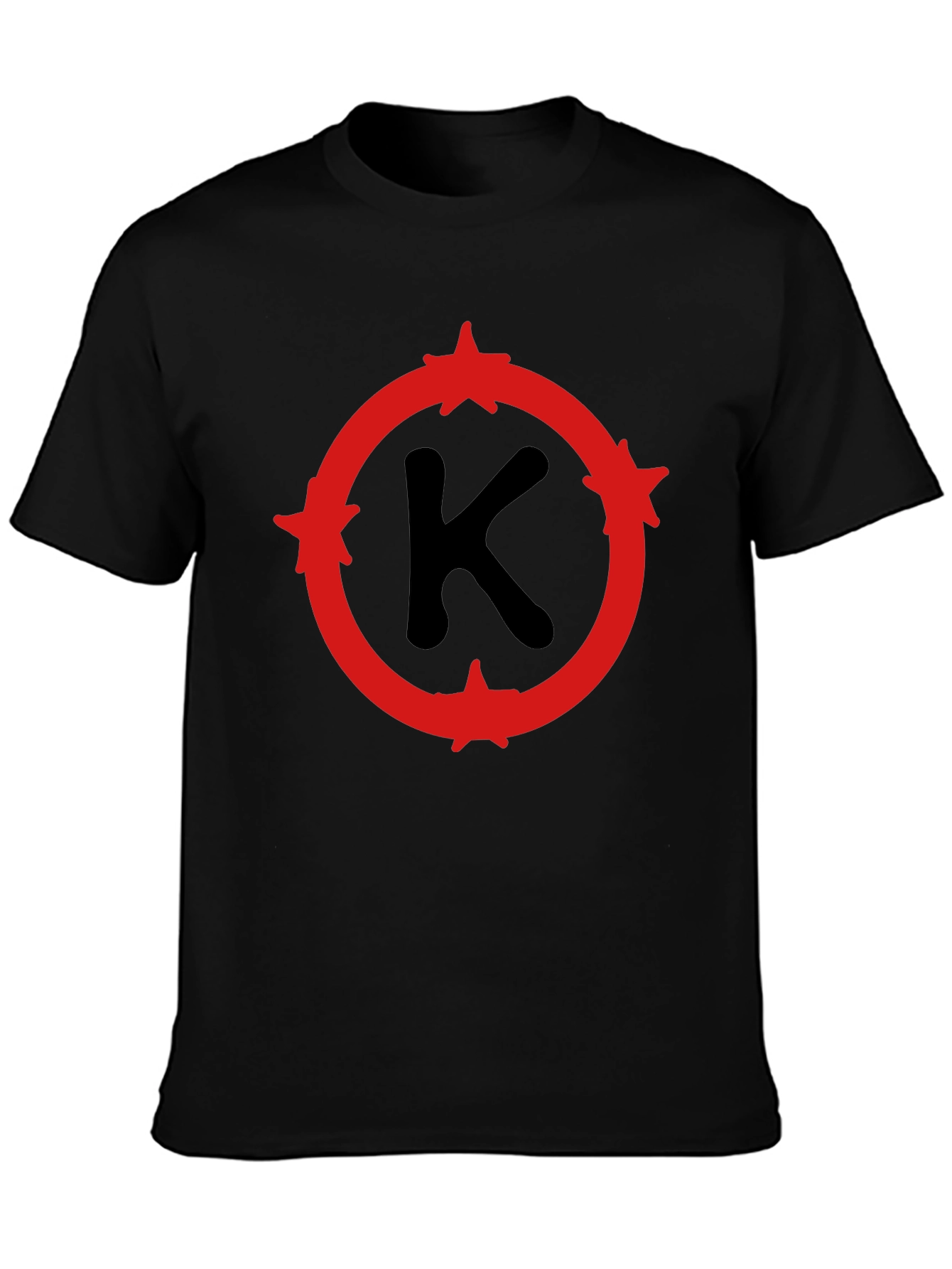 Mens Black T-Shirt with Red Letter K Design
