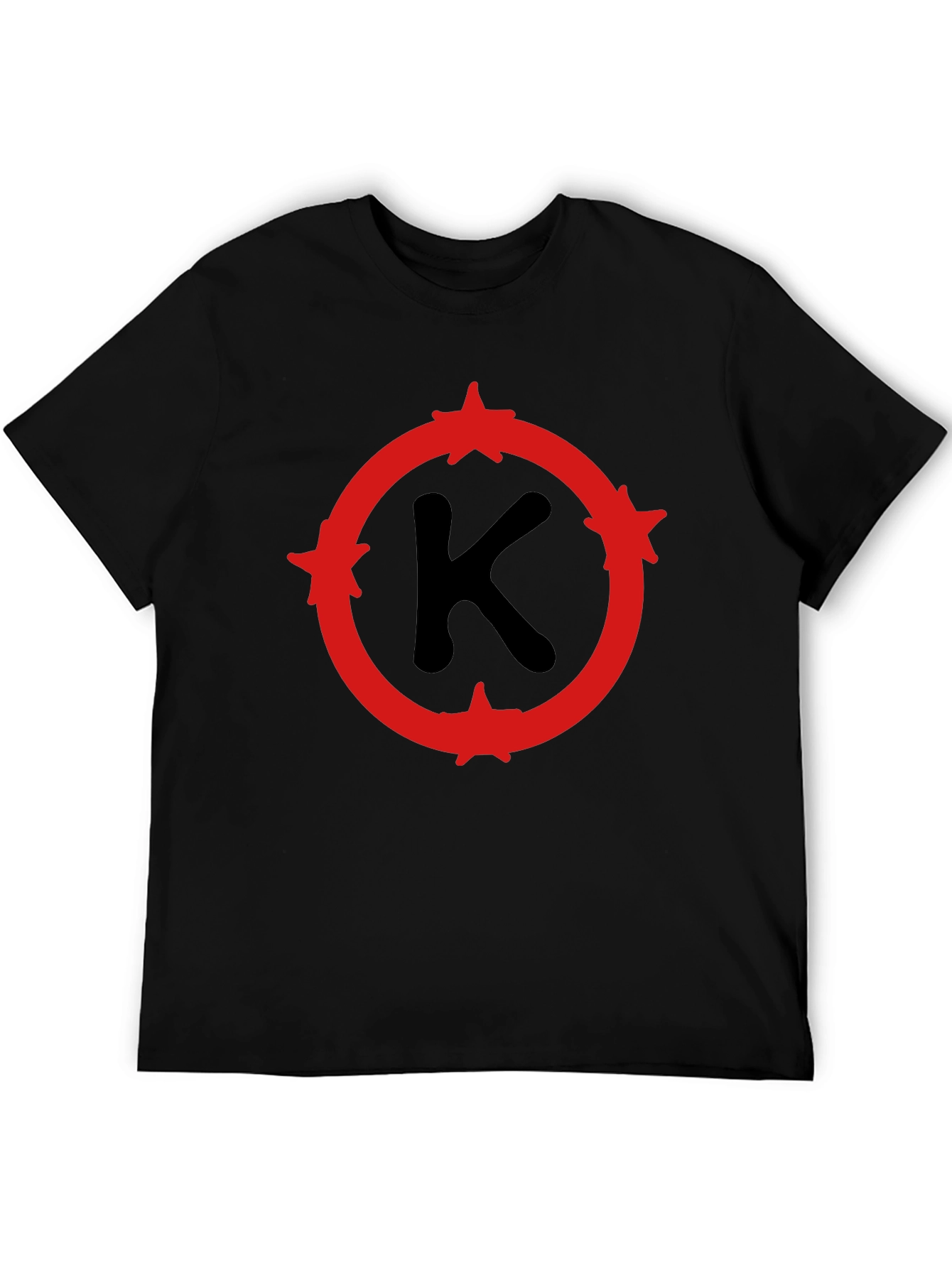 Mens Black T-Shirt with Red Letter K Design