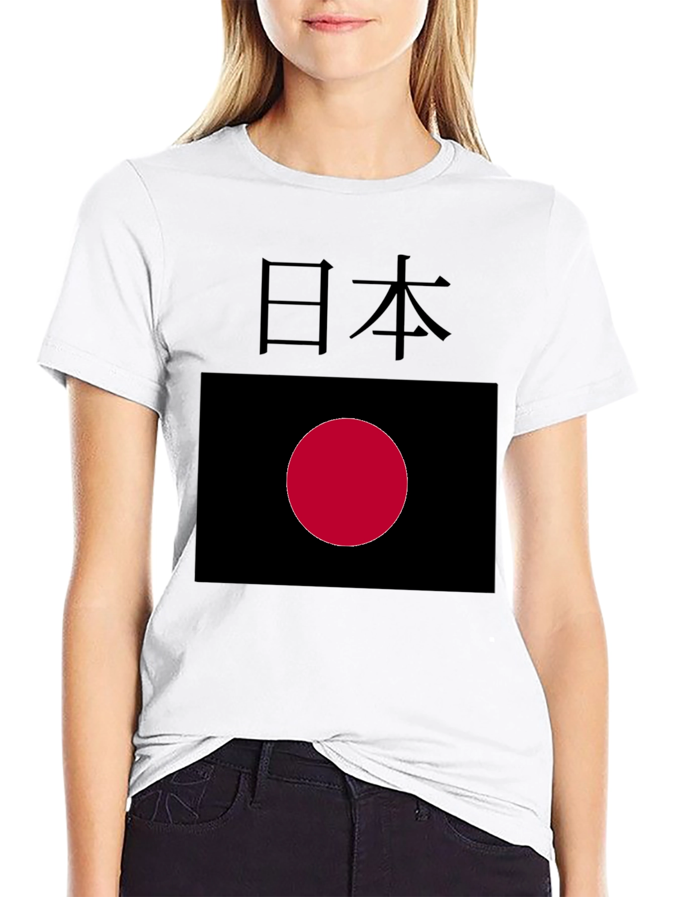 Japanese Flag Graphic Tee - Black Crew Neck