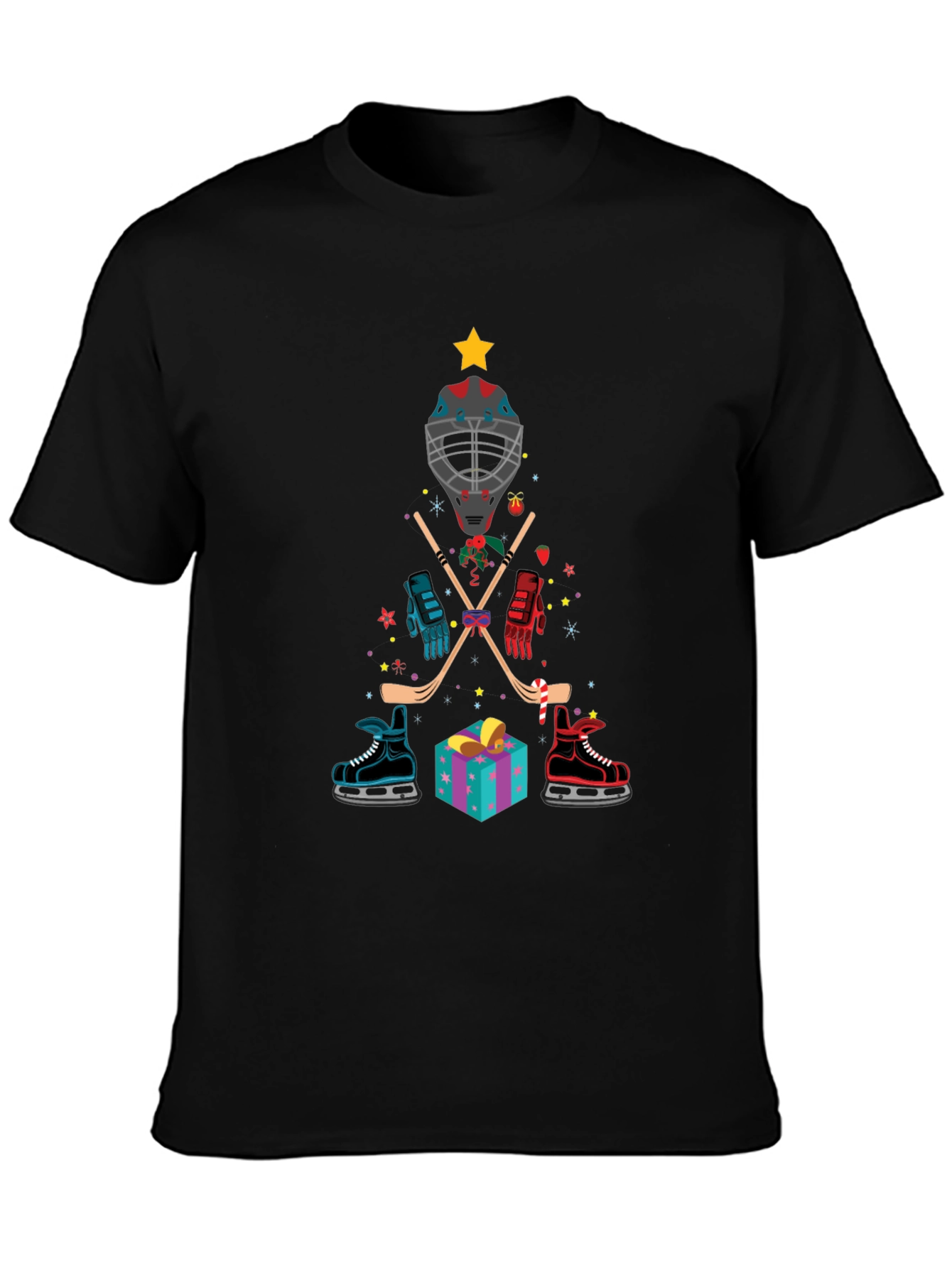 Hockey Christmas Tree T-Shirt Holiday Gift