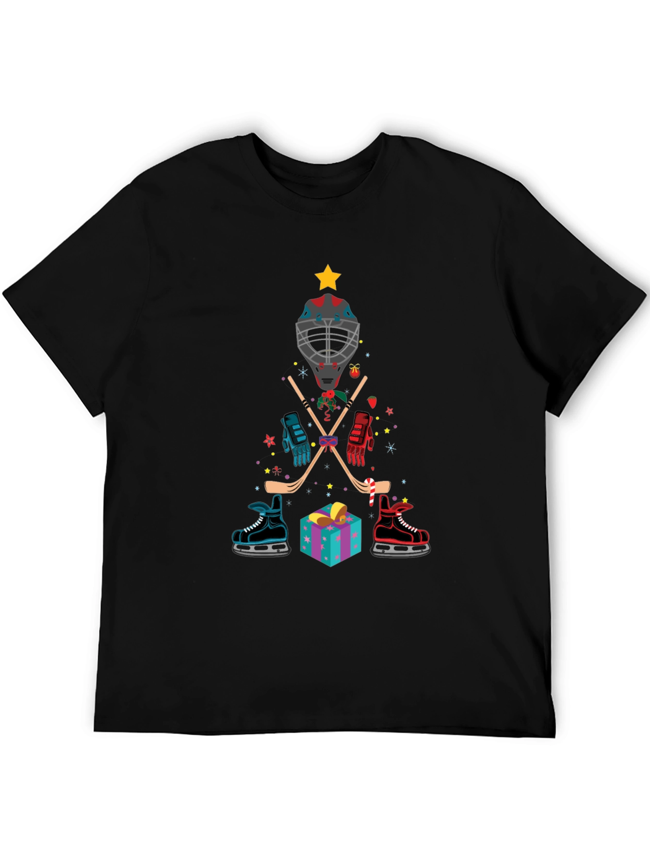 Hockey Christmas Tree T-Shirt Holiday Gift