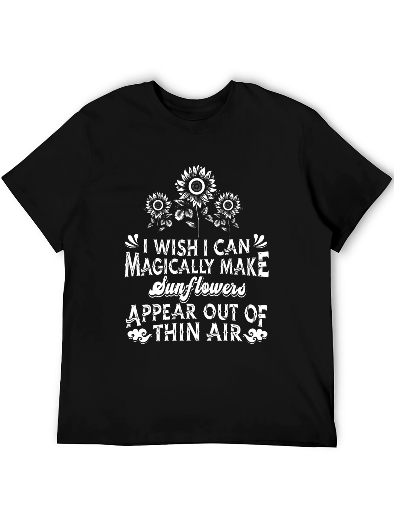 Magical Sunflowers Graphic Tee - Black Cotton