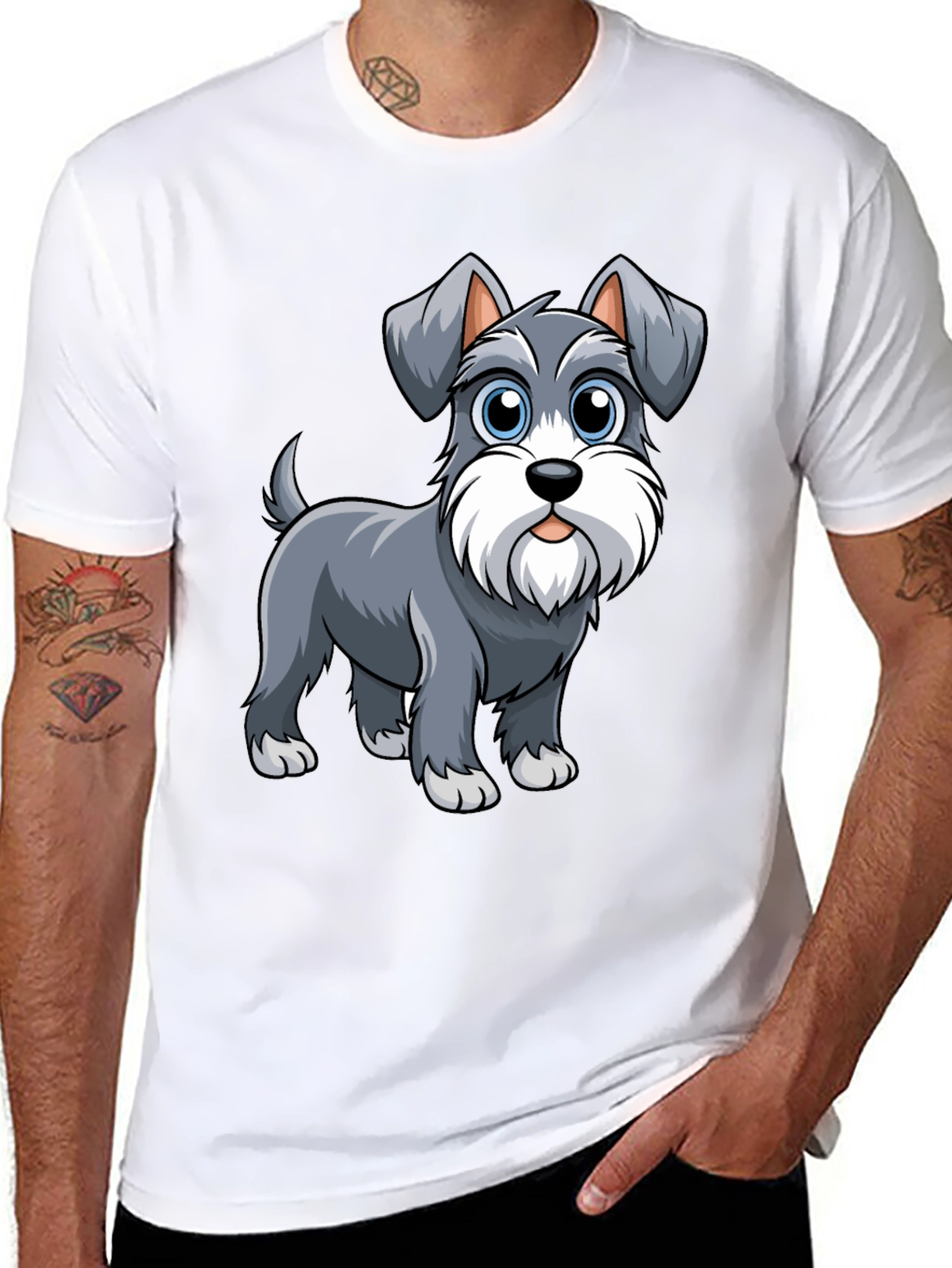 Schnauzer Dog Graphic T-Shirt - Cute Cartoon Dog Tee