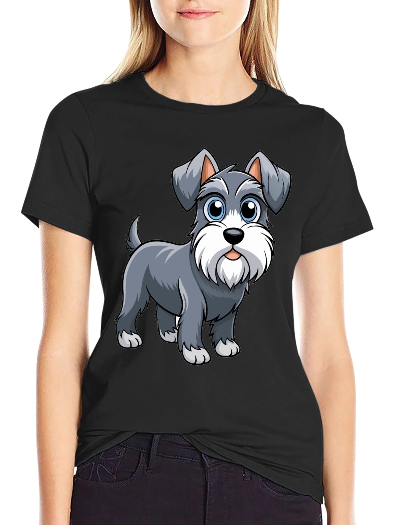 Schnauzer Dog Graphic T-Shirt - Cute Cartoon Dog Tee