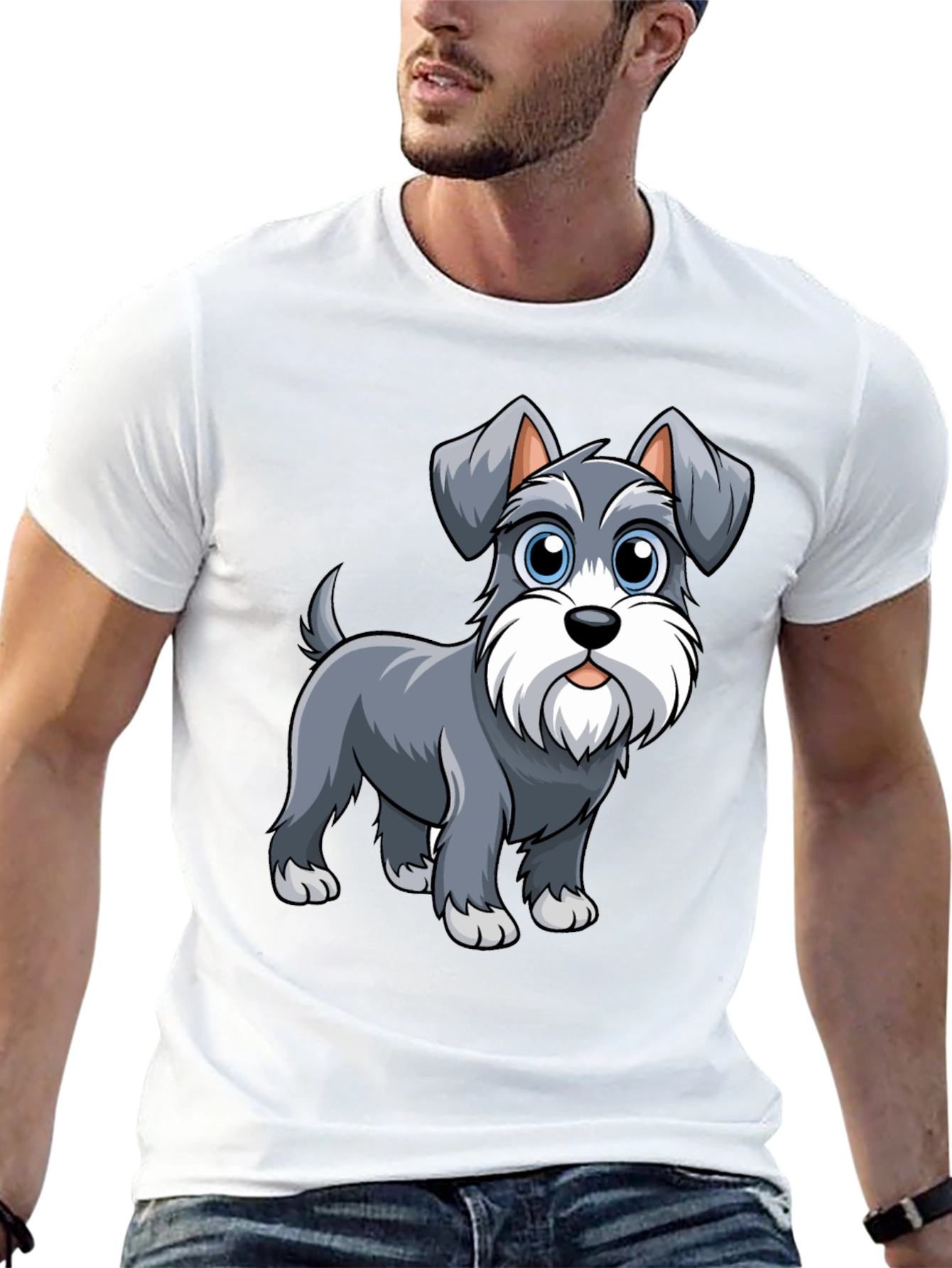 Schnauzer Dog Graphic T-Shirt - Cute Cartoon Dog Tee