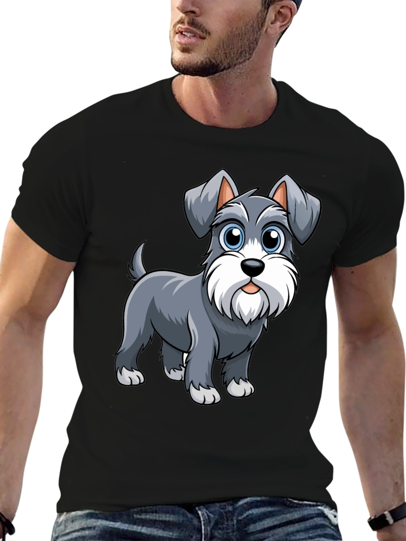 Schnauzer Dog Graphic T-Shirt - Cute Cartoon Dog Tee