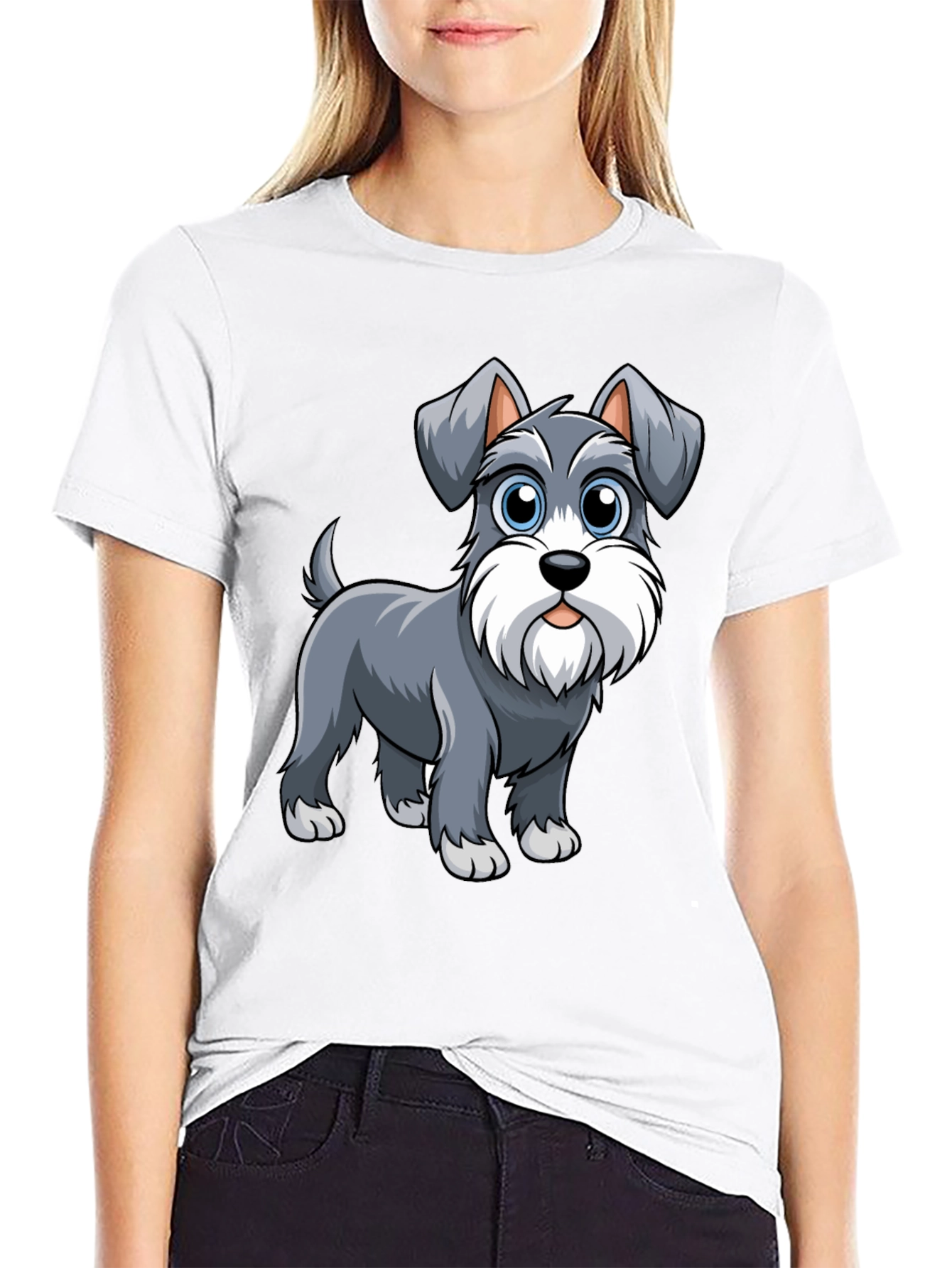 Schnauzer Dog Graphic T-Shirt - Cute Cartoon Dog Tee