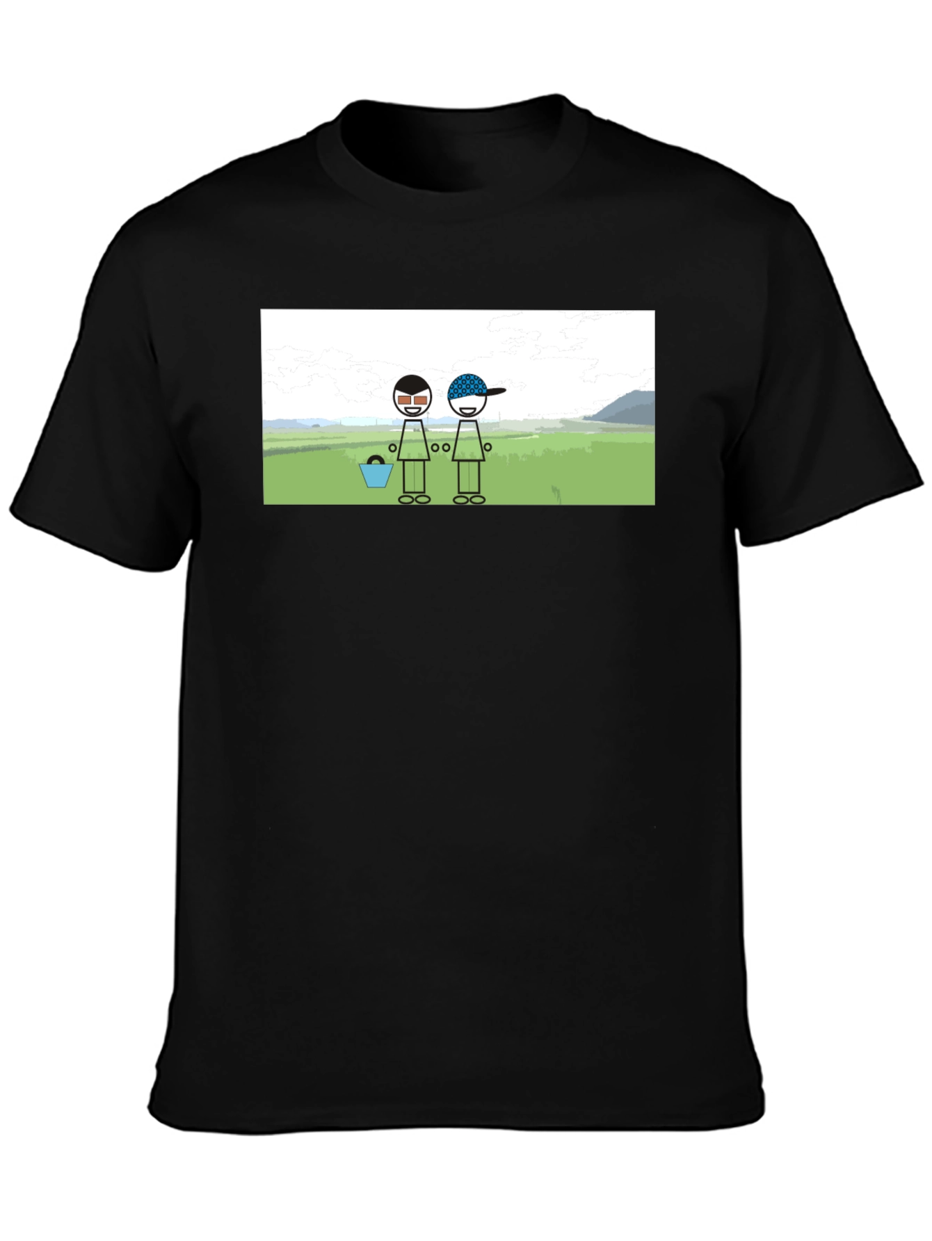 Cartoon Graphic Black Tee