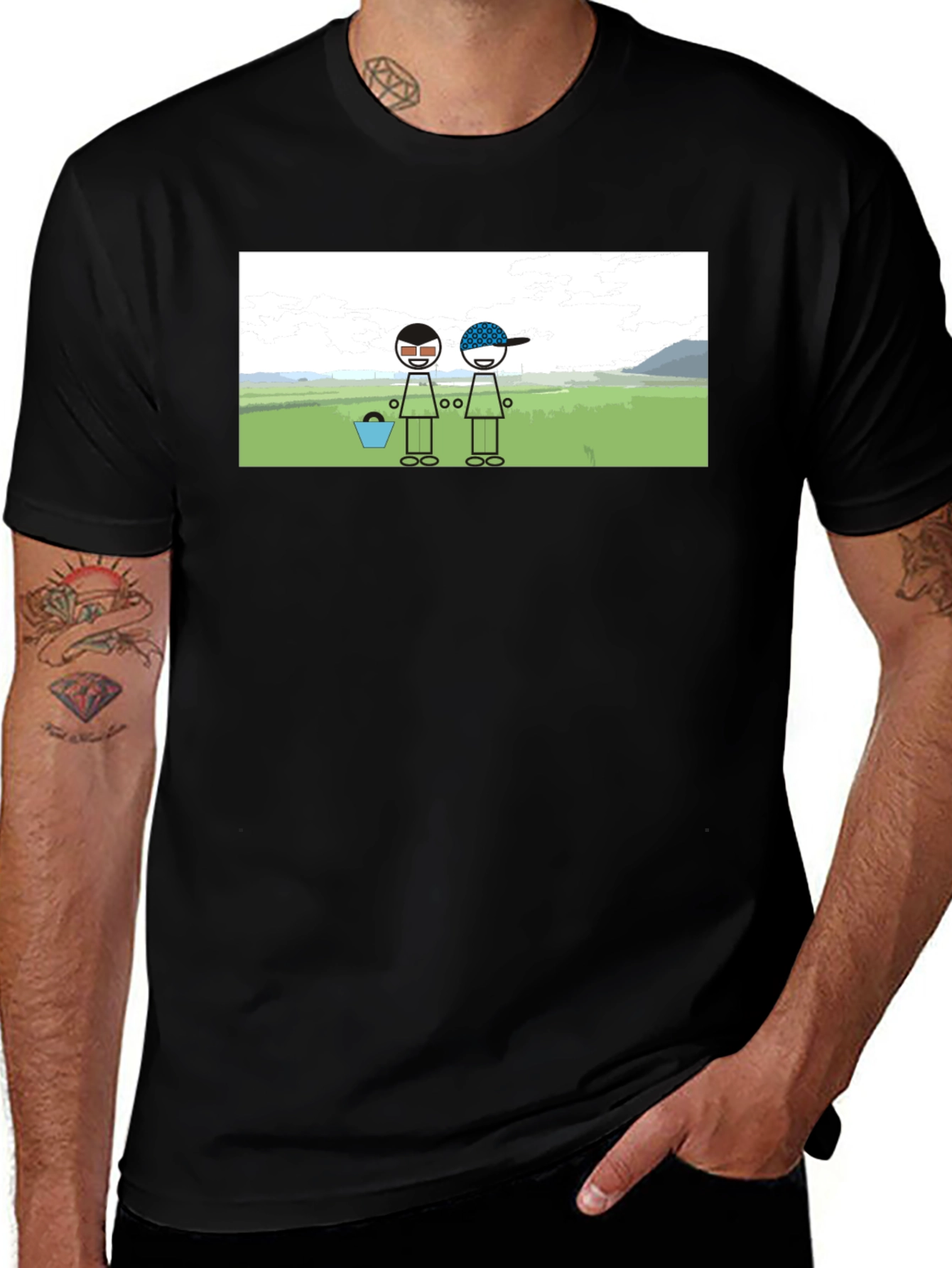 Cartoon Graphic Black Tee