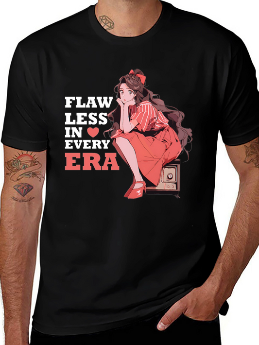 Flawless in Every Era Anime Girl Graphic Tee - Black