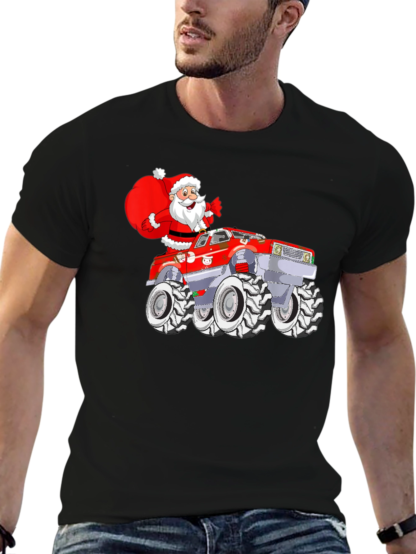 Santa Monster Truck Graphic Tee