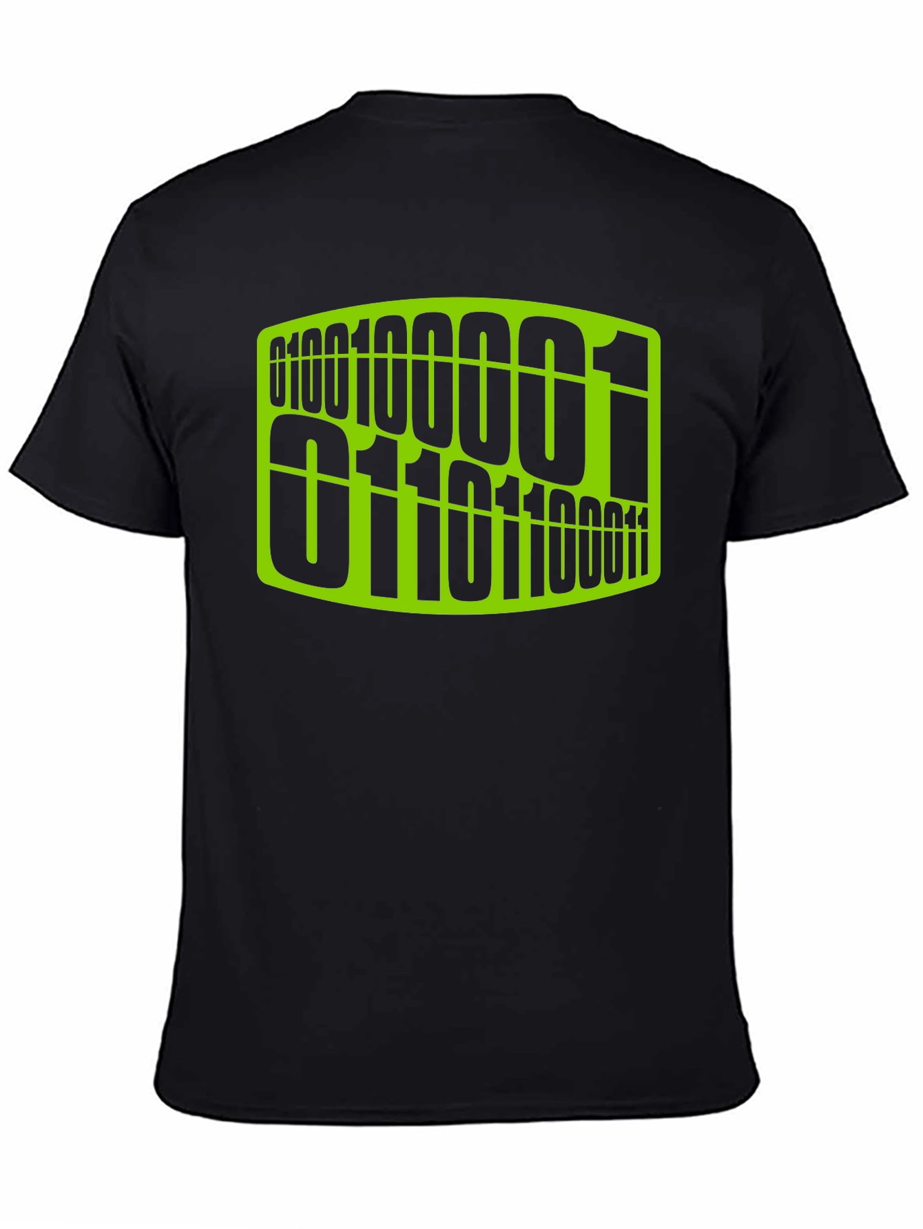 Binary Code Graphic Tee - Black Cotton Casual T-Shirt