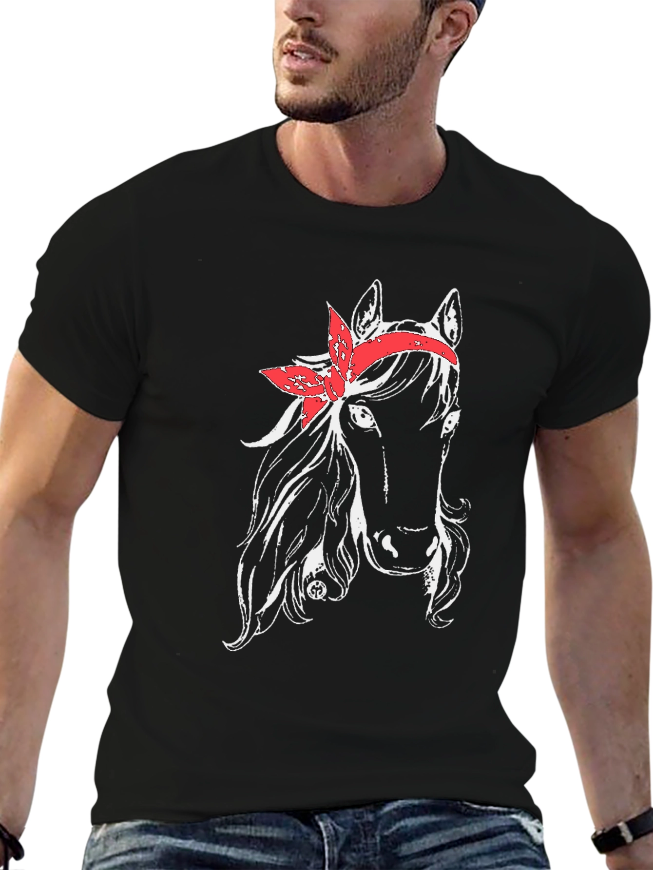 Horse Bandana T-Shirt - Cool Graphic Tee