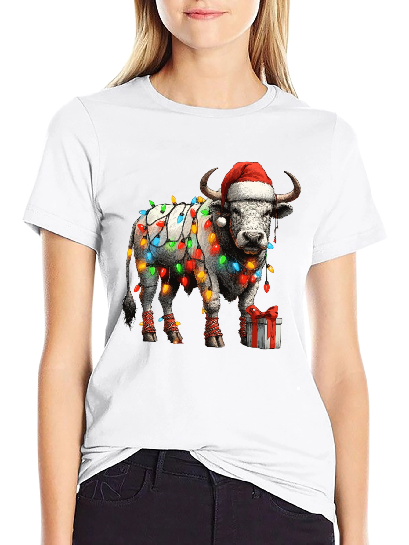 Festive Bull Christmas T-Shirt