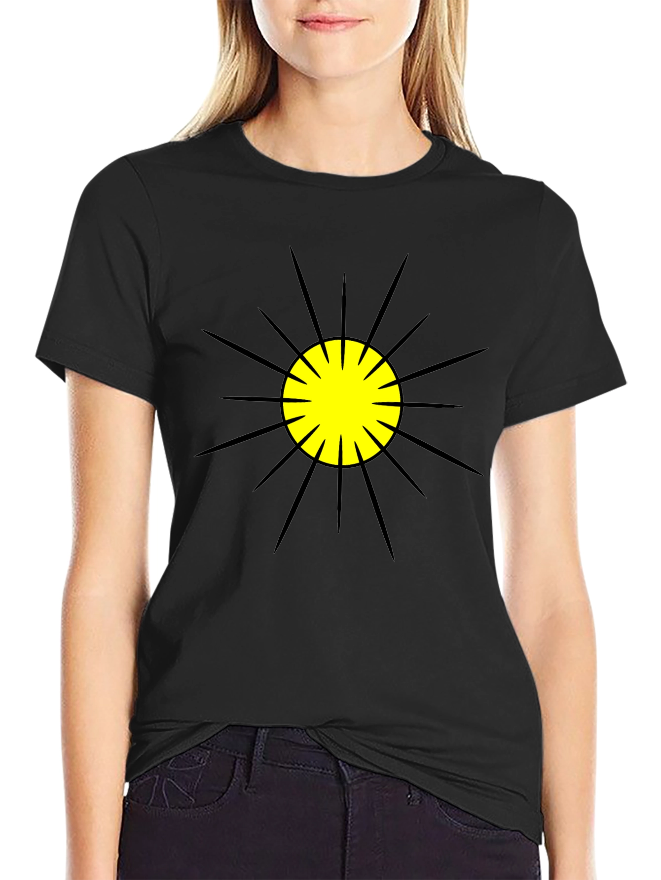 Black T-Shirt with Sunburst Graphic