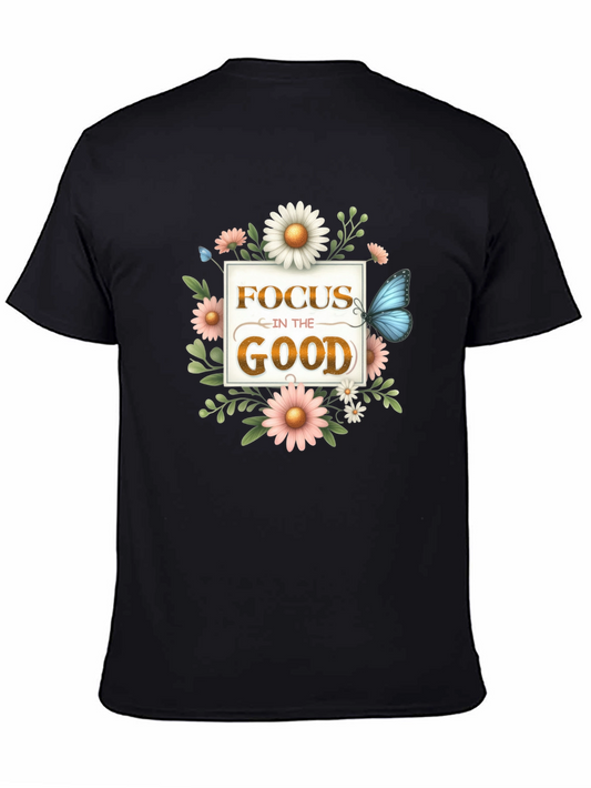 Focus On The Good Graphic Tee Floral Butterfly Print
