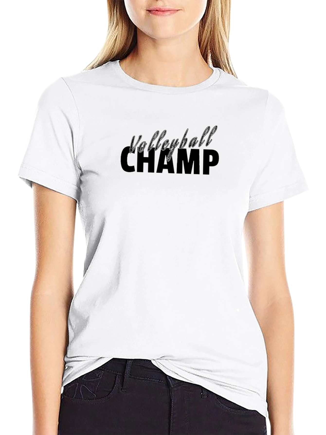Volleyball Champ Graphic Tee - Black Cotton T-Shirt