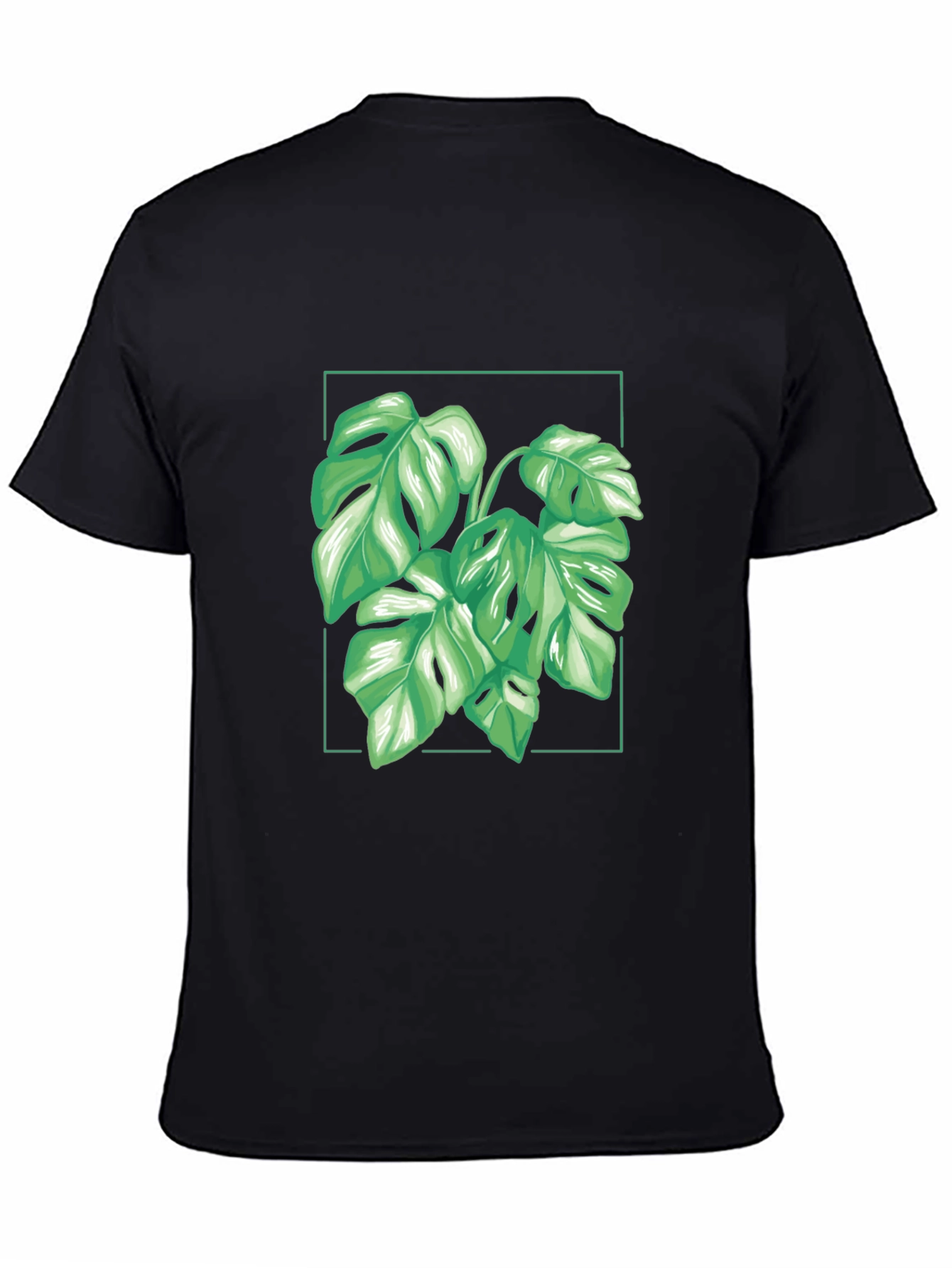 Tropical Monstera Leaf Black T-Shirt