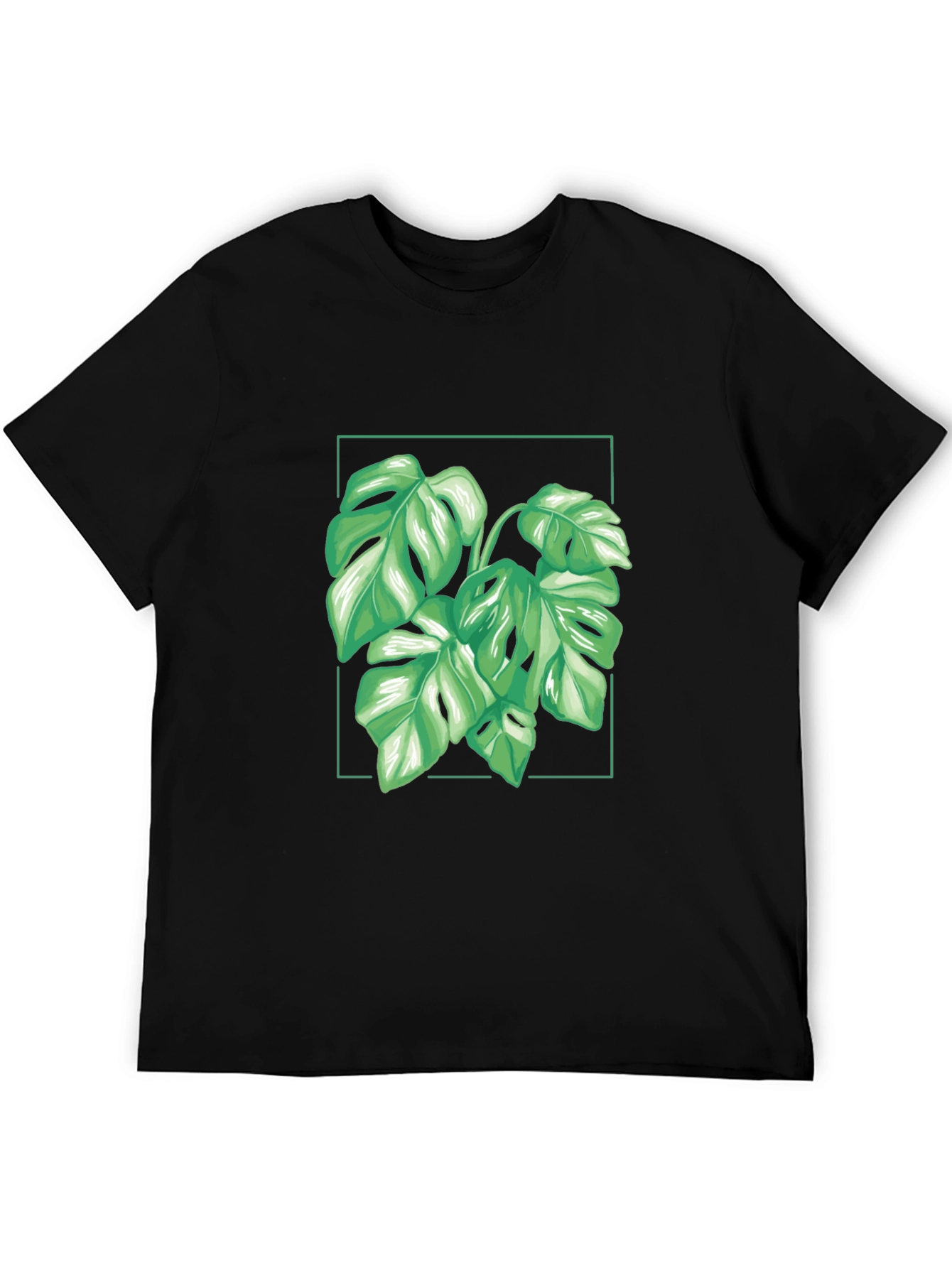 Tropical Monstera Leaf Black T-Shirt