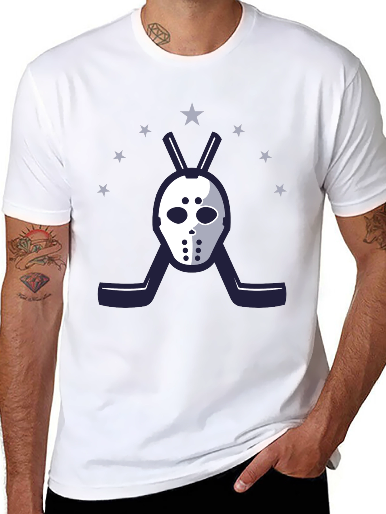 Hockey Mask Graphic T-Shirt - Starry Design