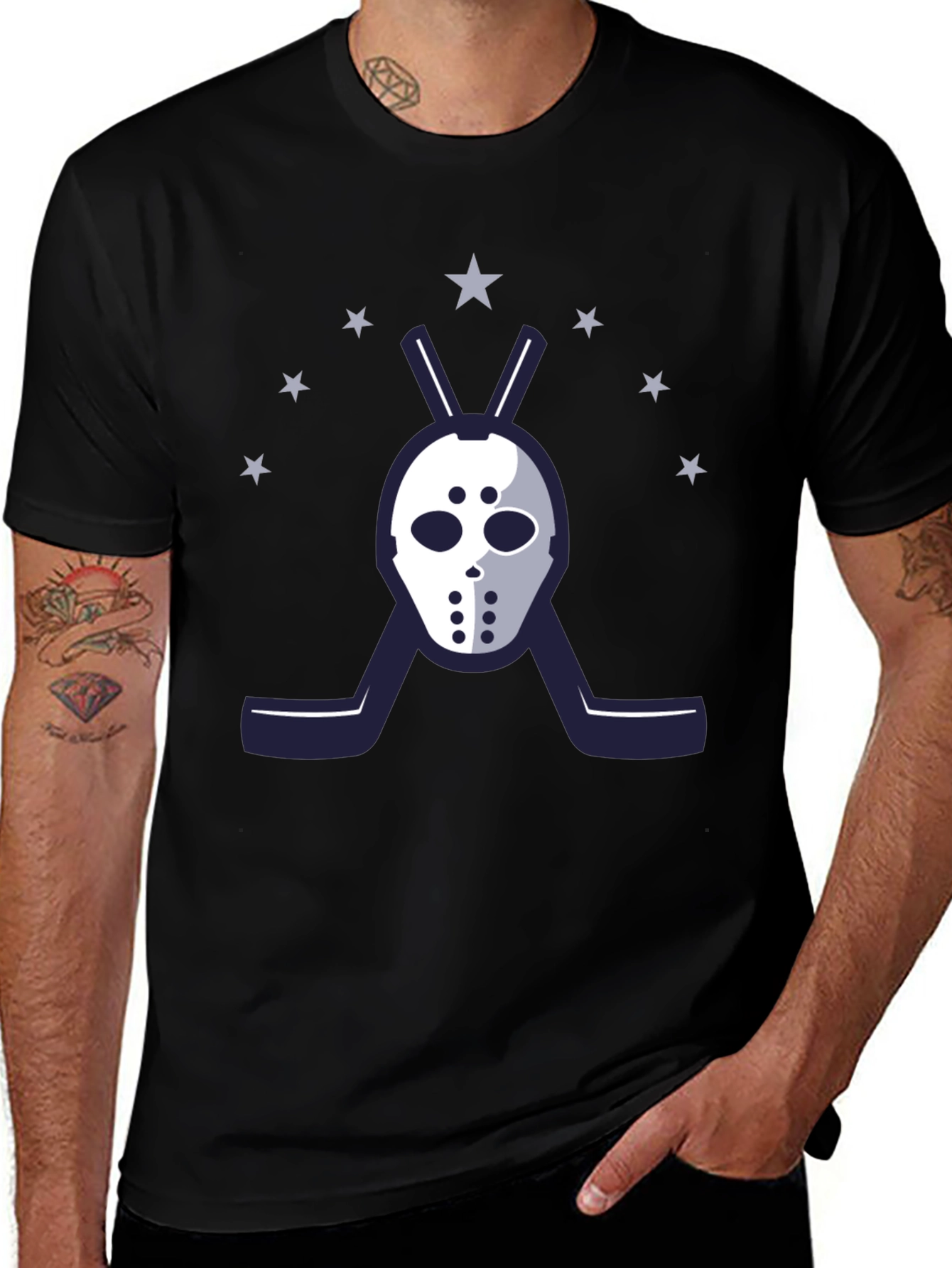 Hockey Mask Graphic T-Shirt - Starry Design