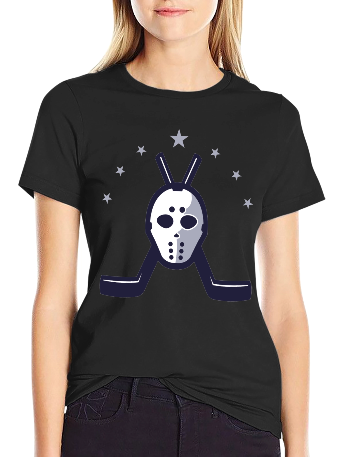 Hockey Mask Graphic T-Shirt - Starry Design