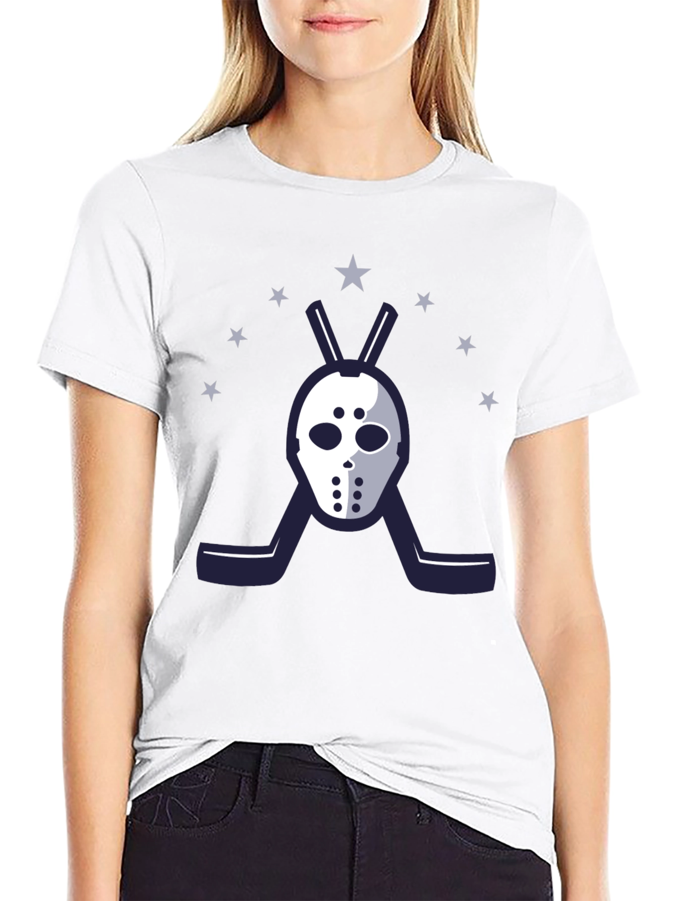 Hockey Mask Graphic T-Shirt - Starry Design