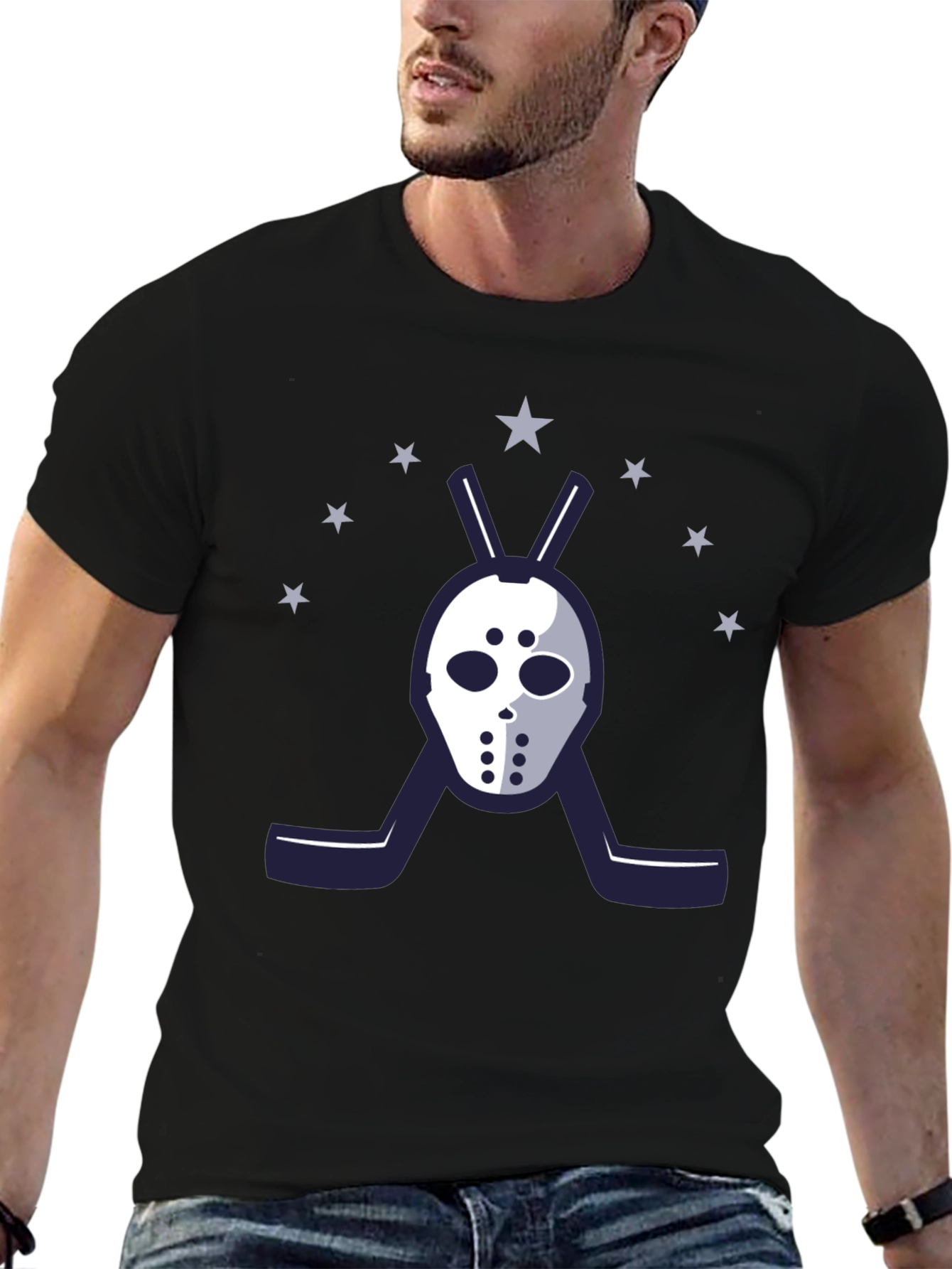 Hockey Mask Graphic T-Shirt - Starry Design