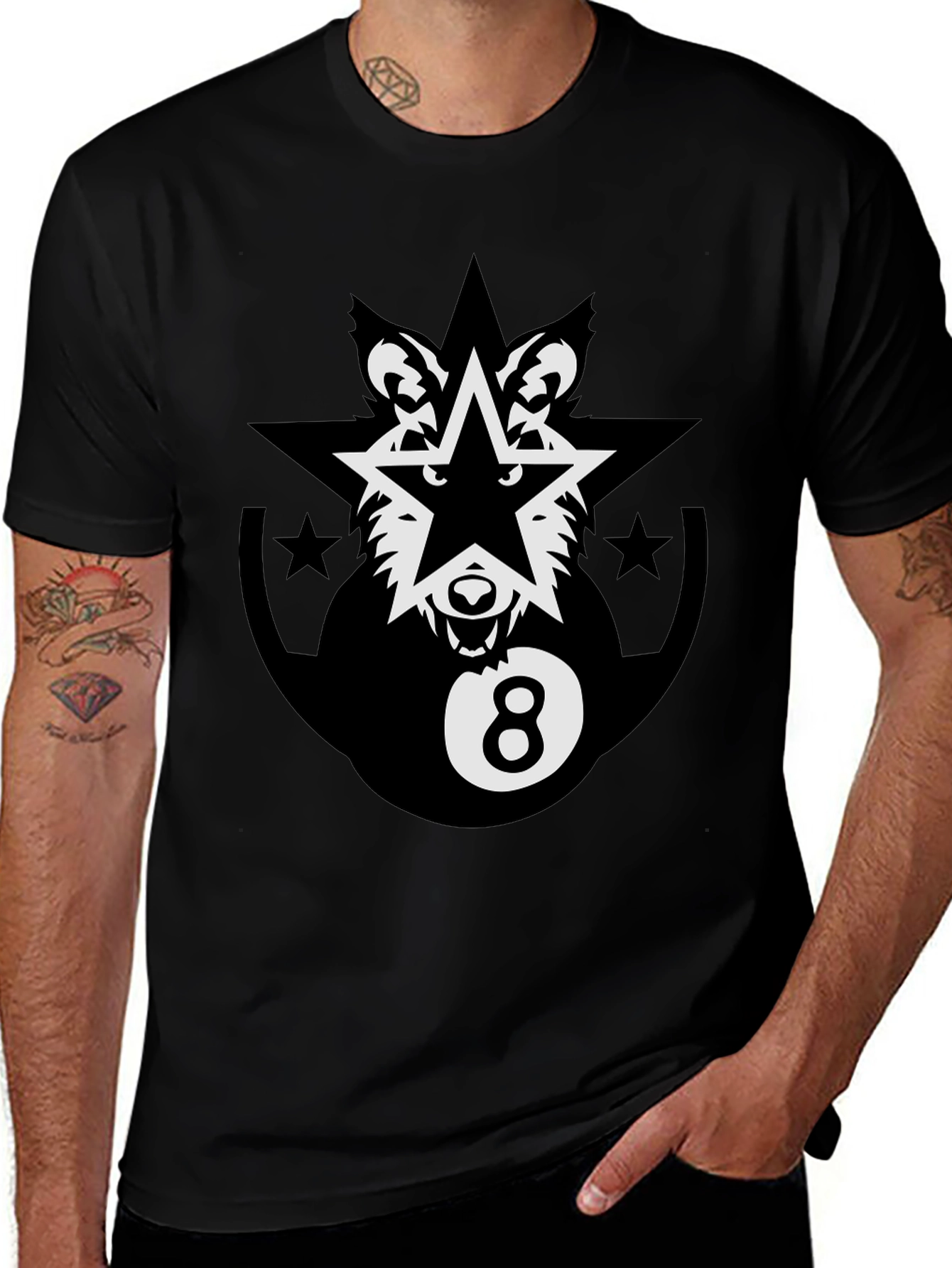 Black Wolf Star 8-Ball Graphic Tee